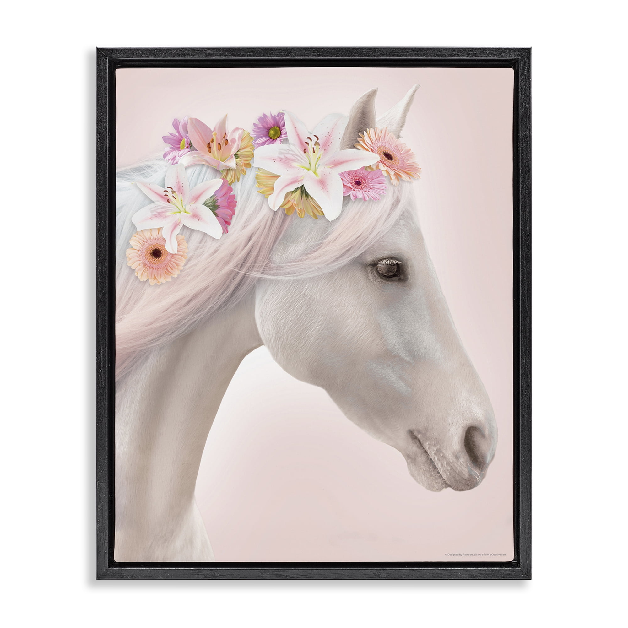 Stupell Industries Lily Garland Horse Animals Painting Black Floater Framed Canvas Art Print Wall Art, 17 x 21