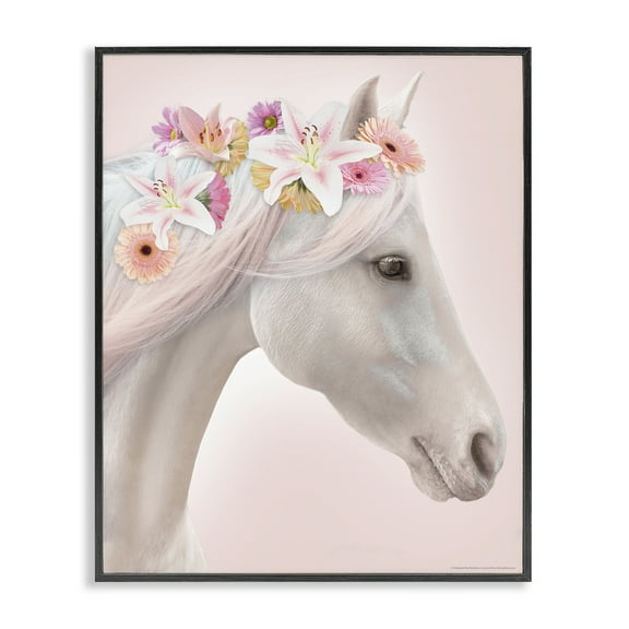 Stupell Industries Lily Garland Horse Animals Painting Black Framed Art Print Wall Art, 11 x 14
