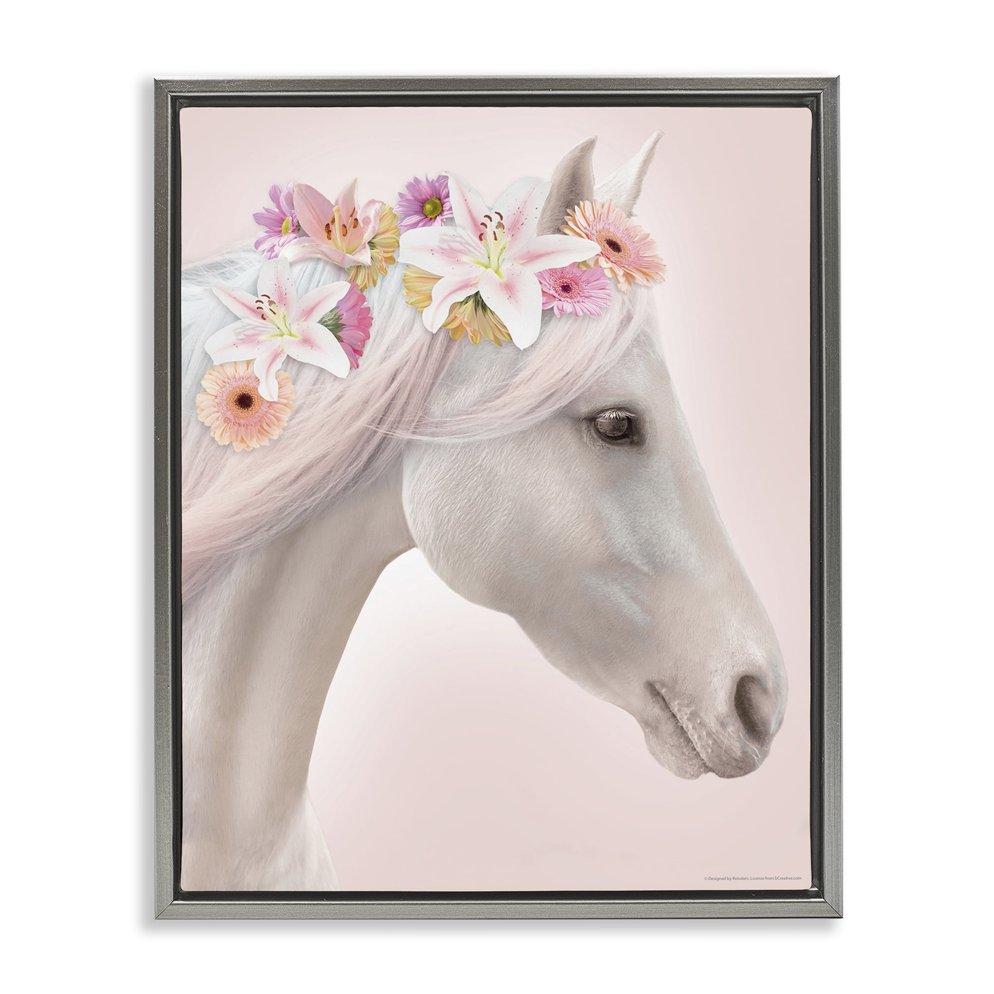 Stupell Industries Lily Garland Horse Animals Painting Gray Floater Framed Canvas Art Print Wall Art, 17 x 21