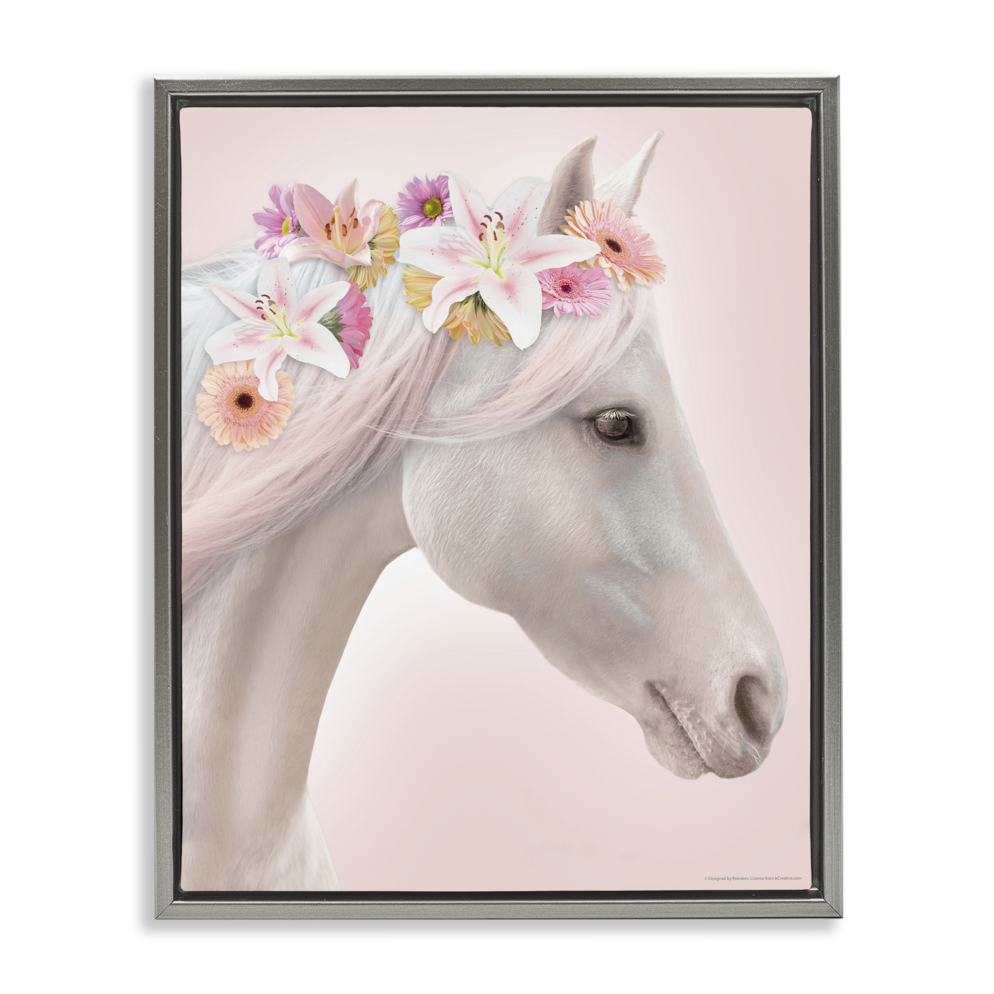 Stupell Industries Lily Garland Horse Animals Painting Gray Floater Framed Canvas Art Print Wall Art, 25 x 31