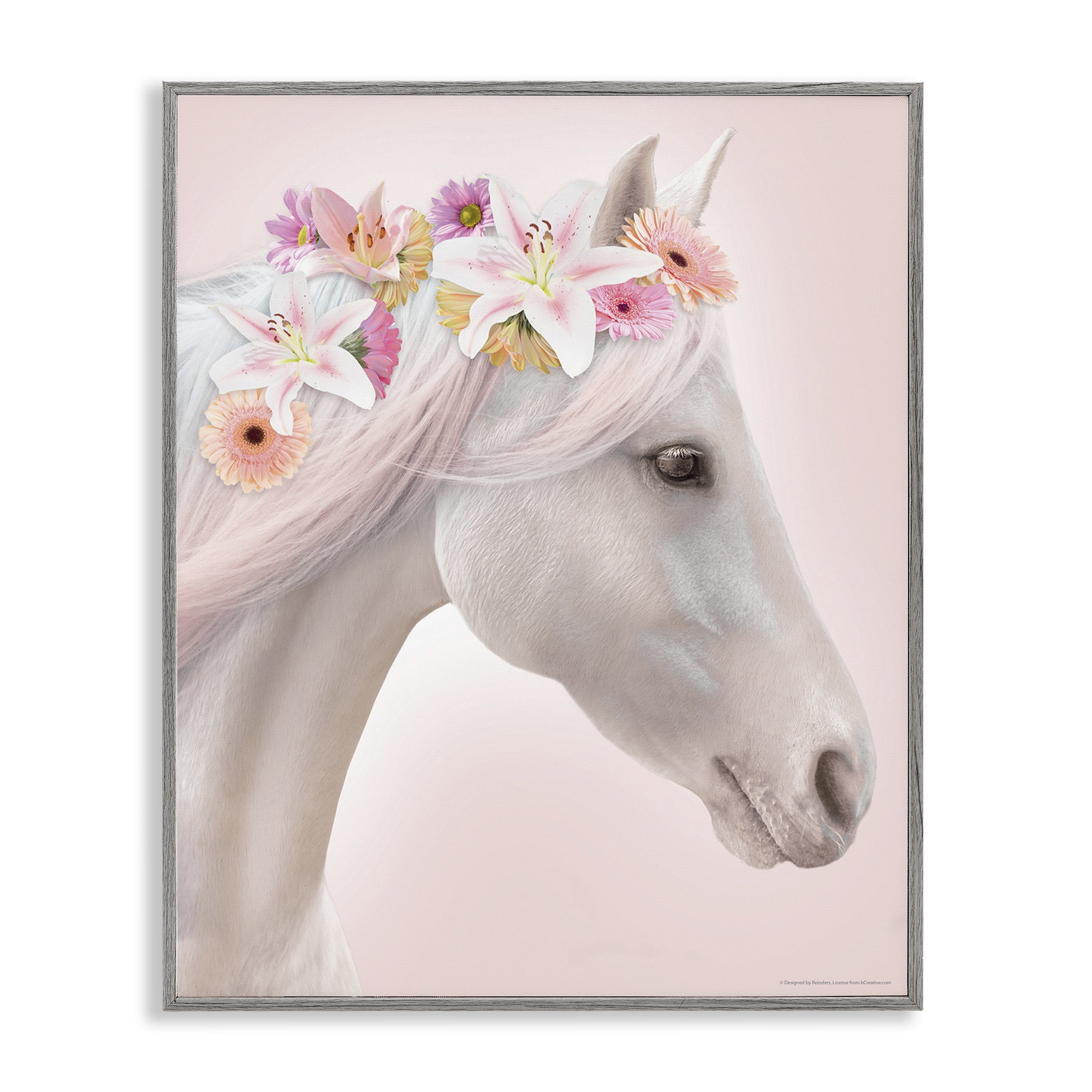 Stupell Industries Lily Garland Horse Animals Painting Gray Framed Art Print Wall Art, 11 x 14