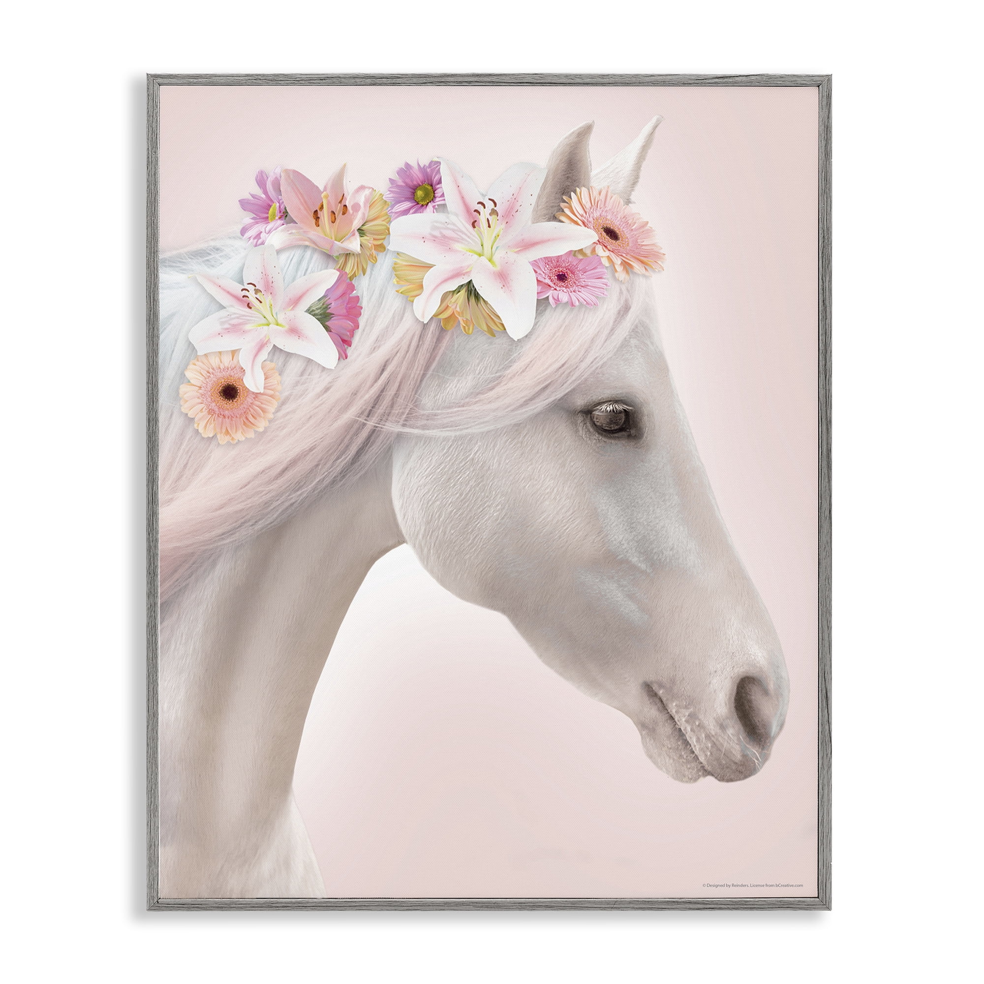 Stupell Industries Lily Garland Horse Animals Painting Gray Framed Art Print Wall Art, 16 x 20