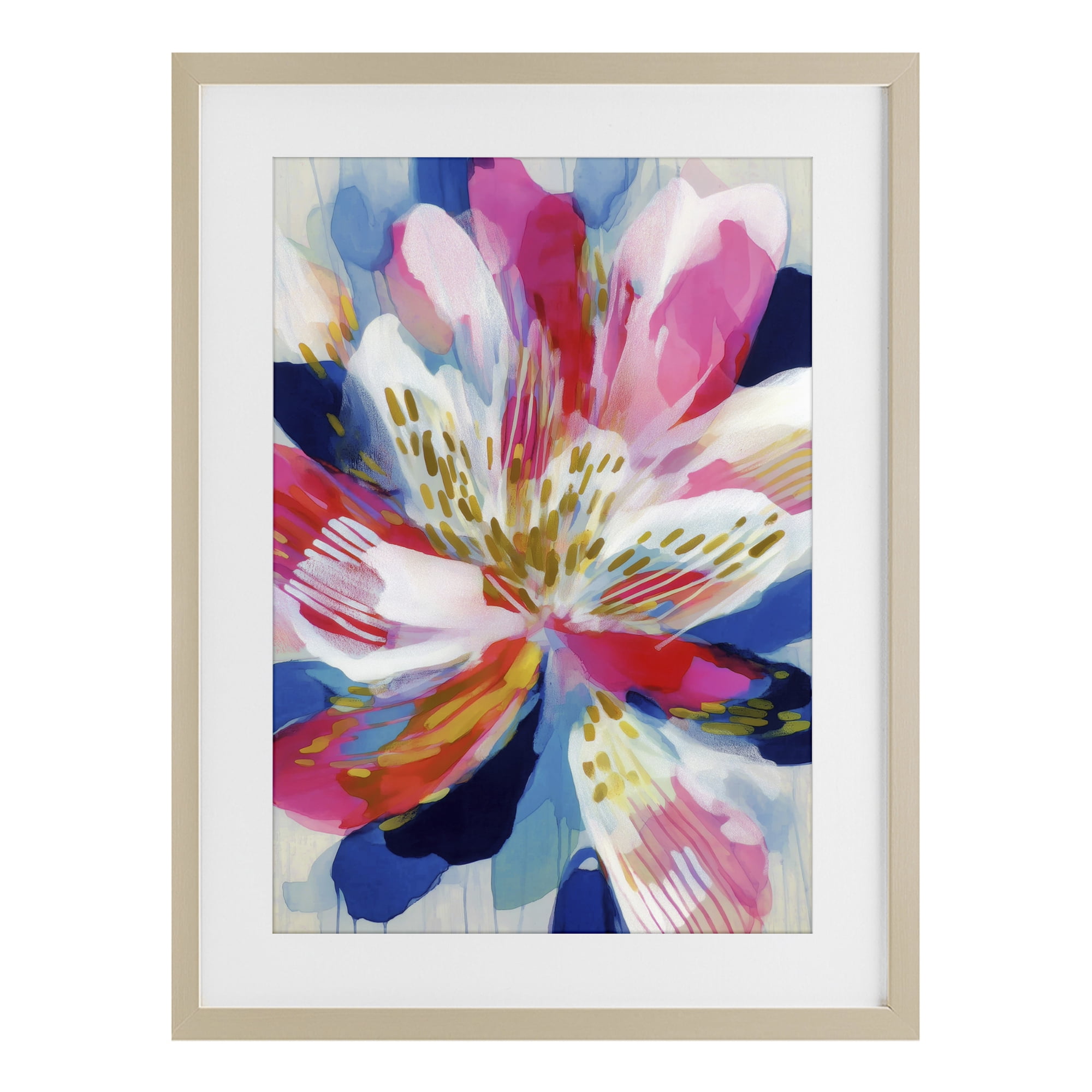 Stupell Industries Lily In Pink & Blue Birch Framed Print Under Glass, design by Chromatic Storm Studio