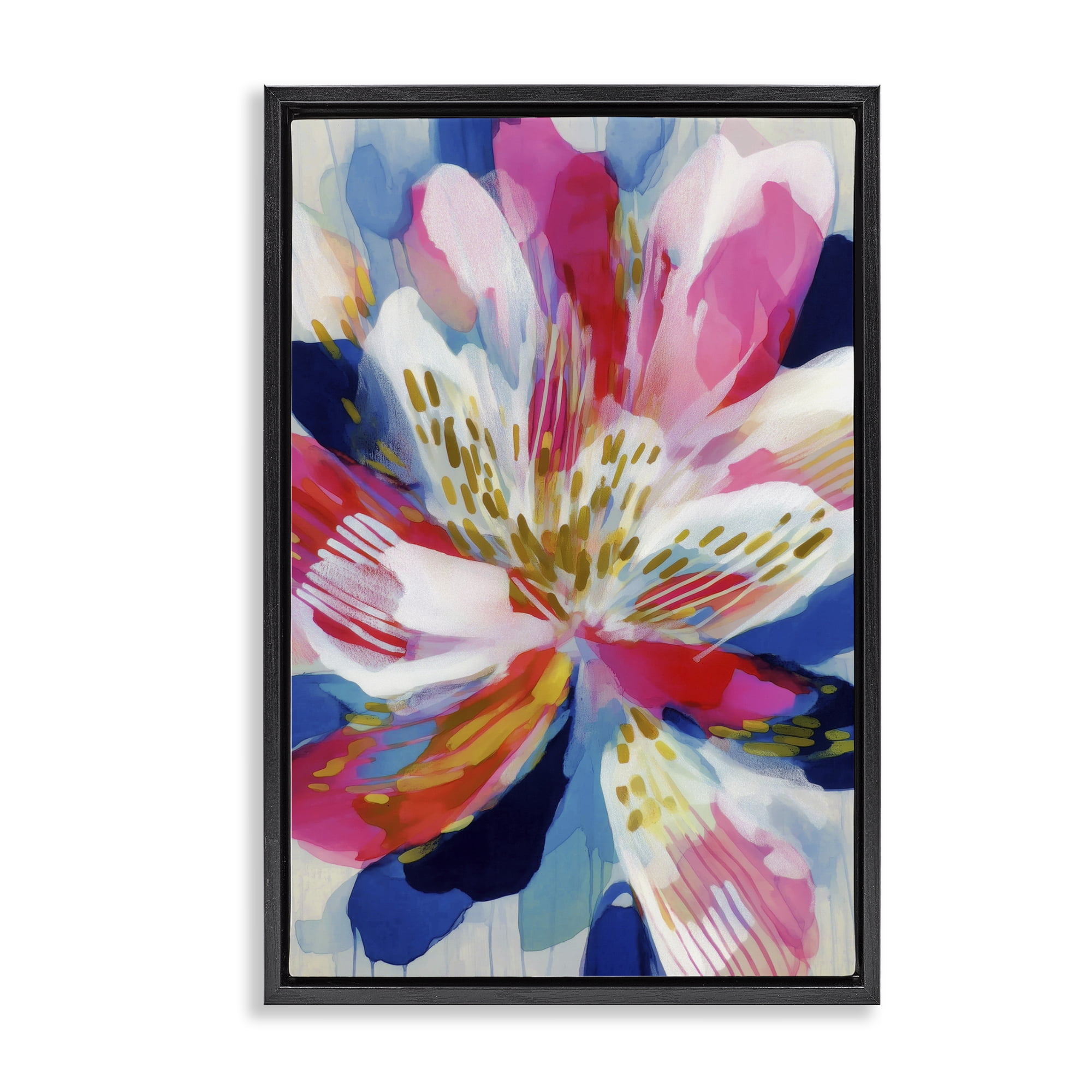 Stupell Industries Lily In Pink & Blue Black Framed Floater Canvas Wall Art, design by Chromatic Storm Studio