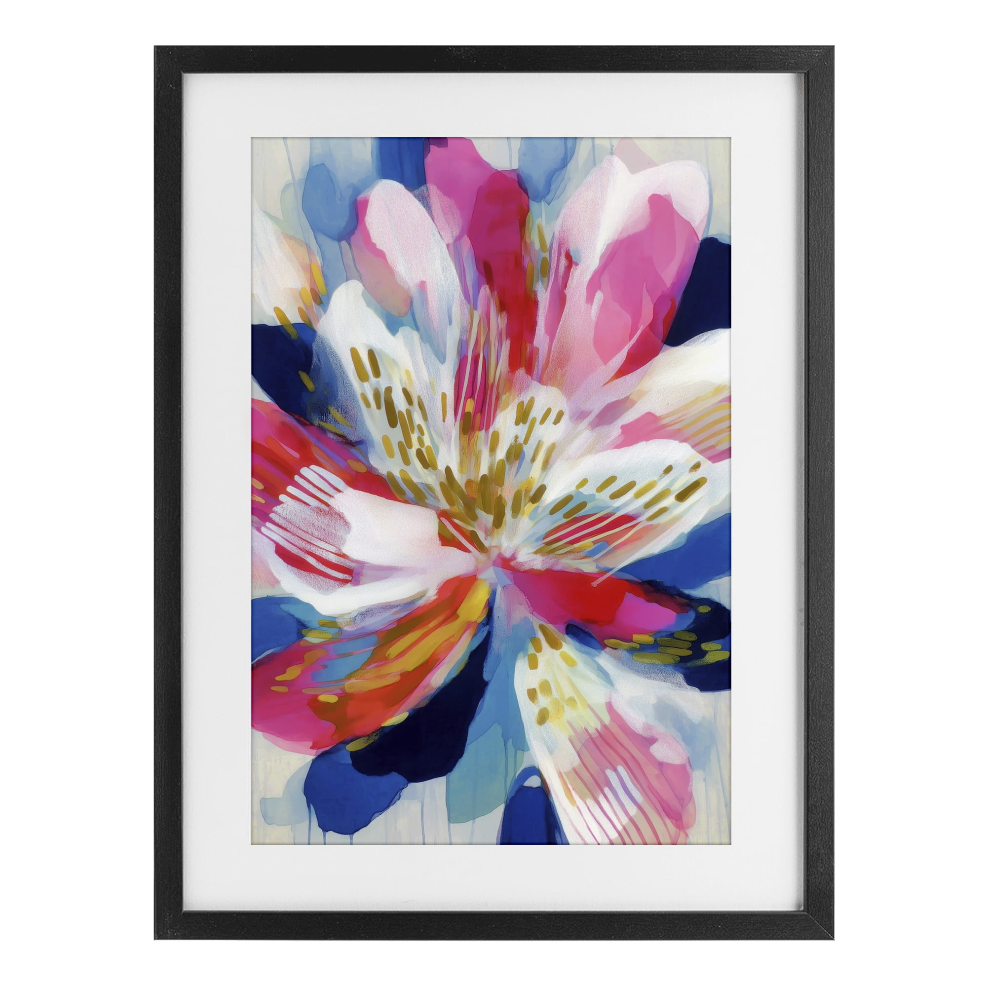 Stupell Industries Lily In Pink & Blue Black Framed Print Under Glass, design by Chromatic Storm Studio