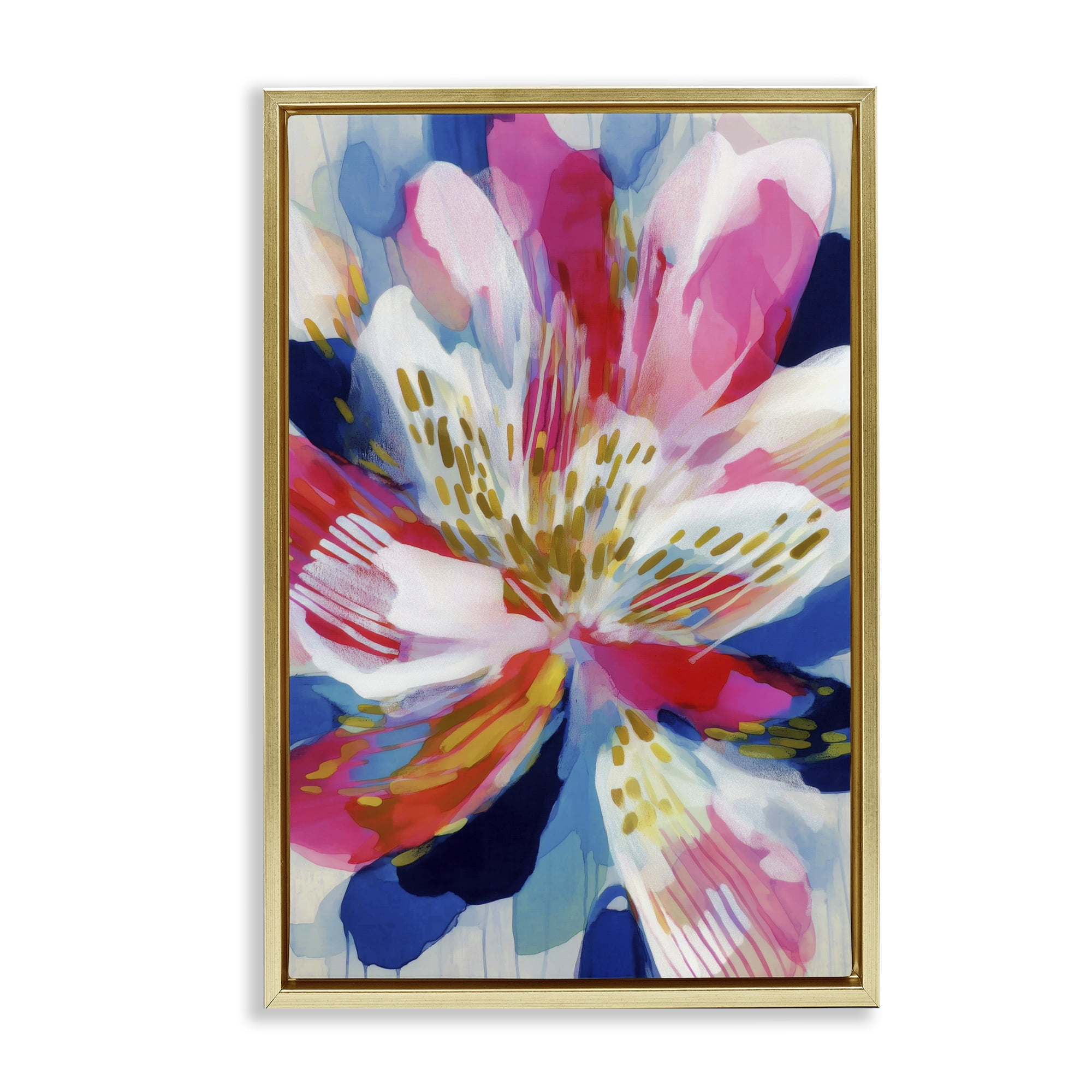 Stupell Industries Lily In Pink & Blue Gold Framed Floater Canvas Wall Art, design by Chromatic Storm Studio