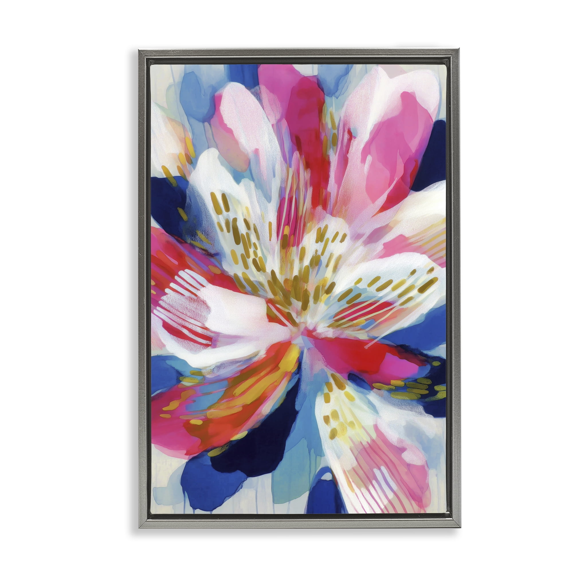 Stupell Industries Lily In Pink & Blue Gray Framed Floater Canvas Wall Art, design by Chromatic Storm Studio