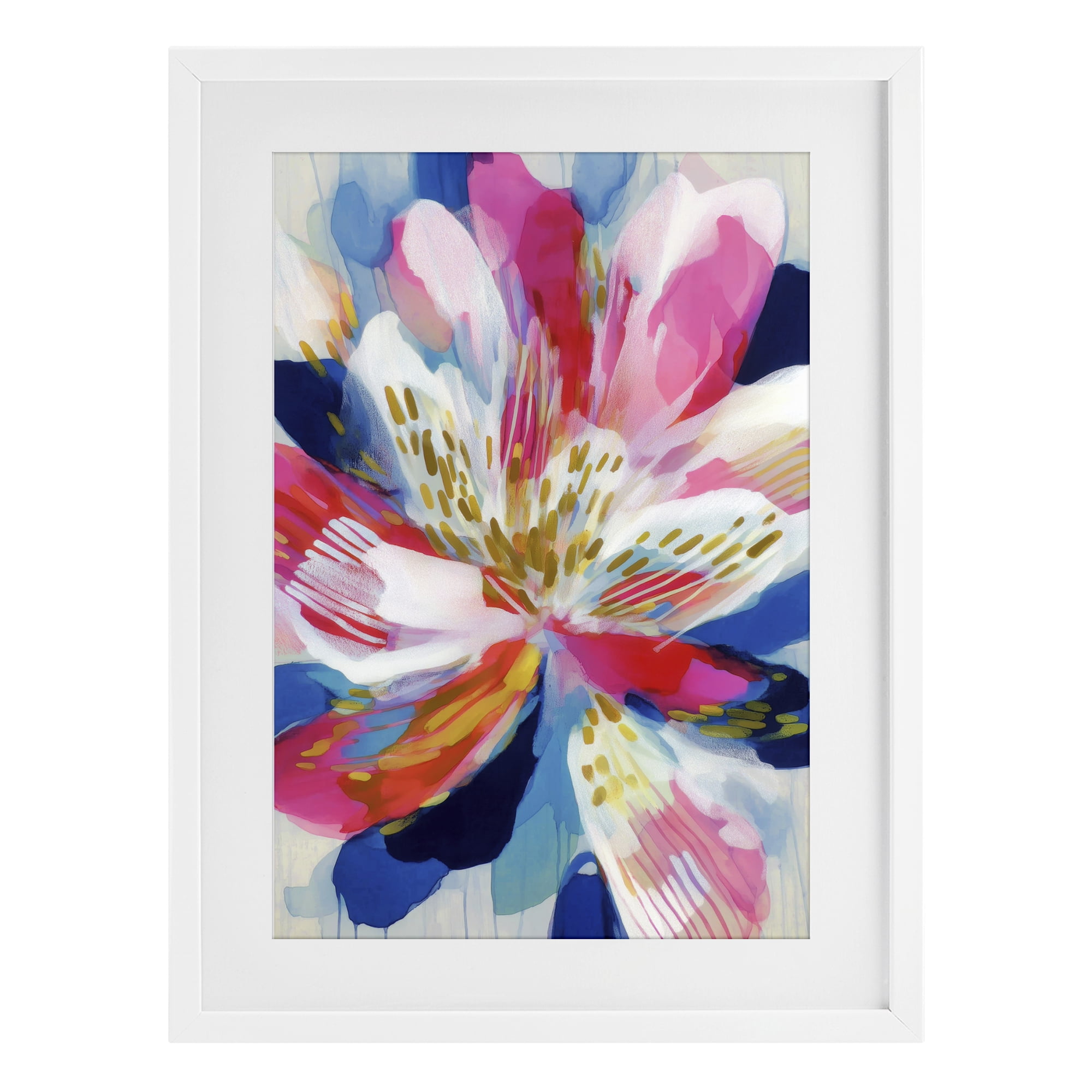 Stupell Industries Lily In Pink & Blue White Framed Print Under Glass, design by Chromatic Storm Studio