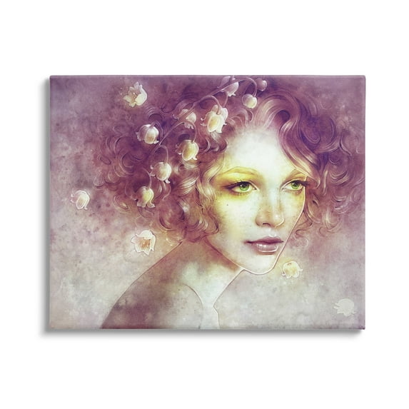Stupell Industries Lily Of Valley Flower Blossom Hair Woman Yellow Accent Canvas Wall Art, 20 x 16, Design by Anna Dittman