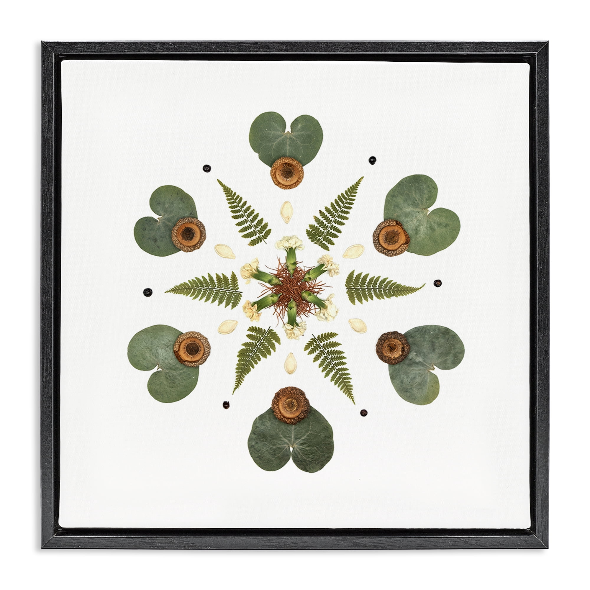 Stupell Industries Lily Pad & Fern Mandala Black Framed Floater Canvas Wall Art, design by Beth Adoette