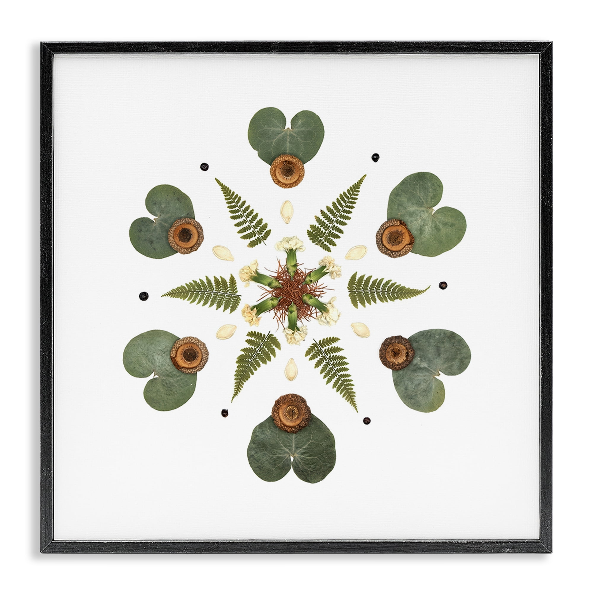 Stupell Industries Lily Pad & Fern Mandala Black Framed Giclee Art, design by Beth Adoette