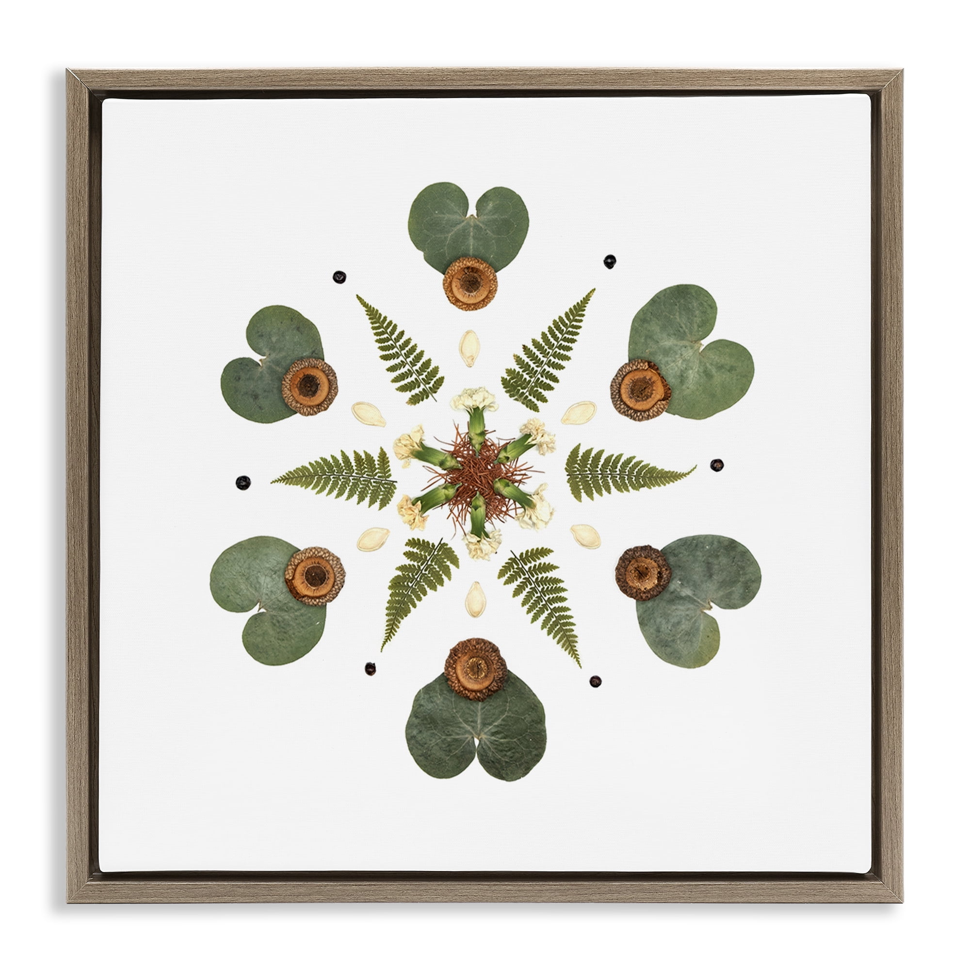 Stupell Industries Lily Pad & Fern Mandala Brown Framed Floater Canvas Wall Art, design by Beth Adoette