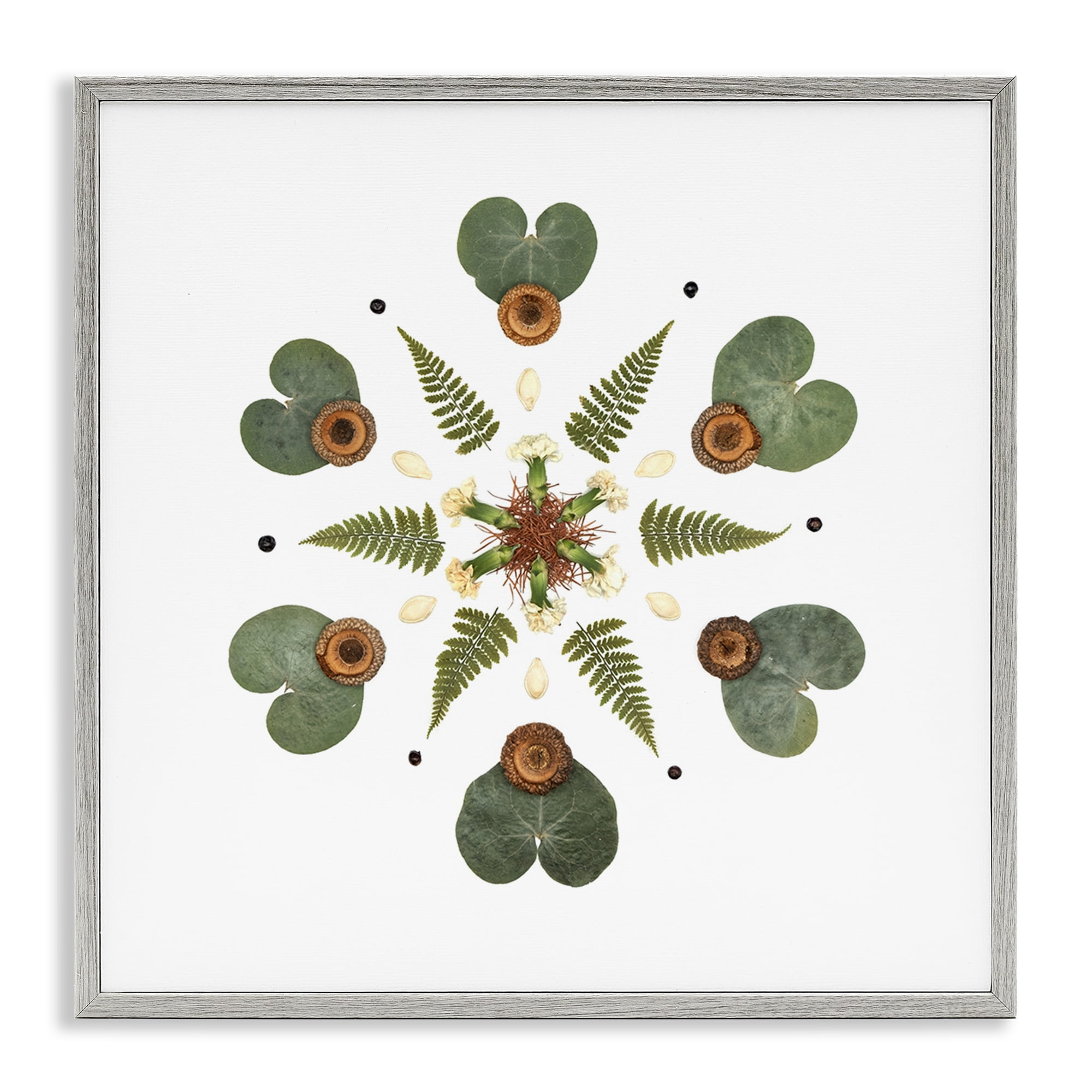 Stupell Industries Lily Pad & Fern Mandala Gray Framed Giclee Art, design by Beth Adoette