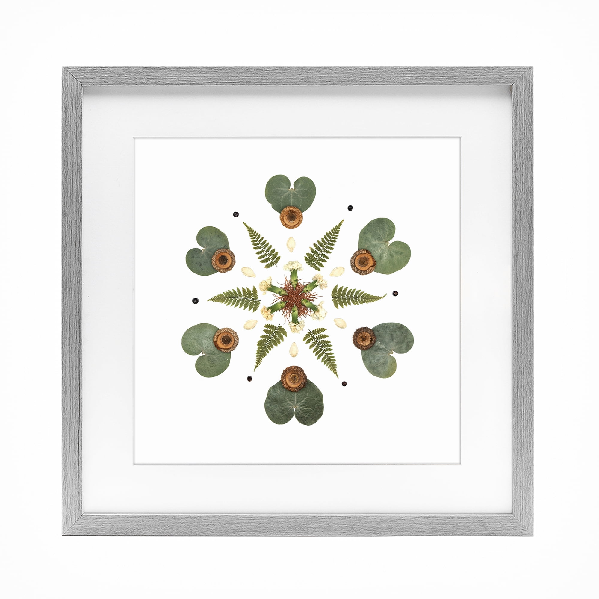 Stupell Industries Lily Pad & Fern Mandala Gray Framed Print Under Glass, design by Beth Adoette
