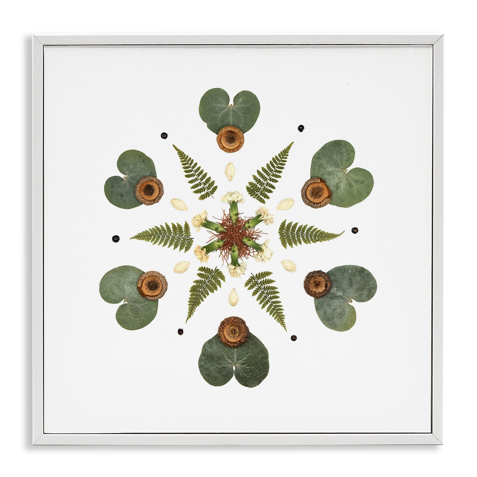 Stupell Industries Lily Pad & Fern Mandala White Framed Giclee Art, design by Beth Adoette