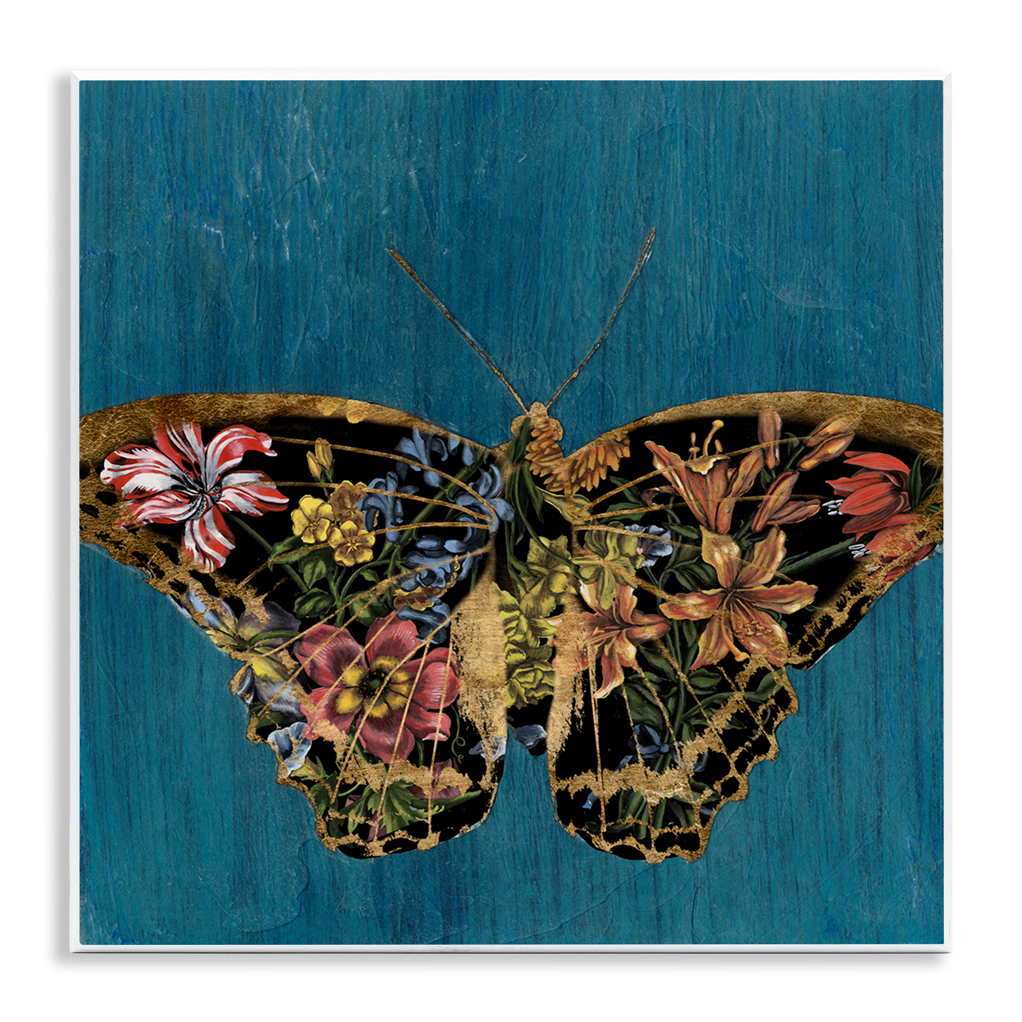 Stupell Industries Lily Pattern Butterfly Animals Painting Unframed Art Print Wall Art, 12 x 12