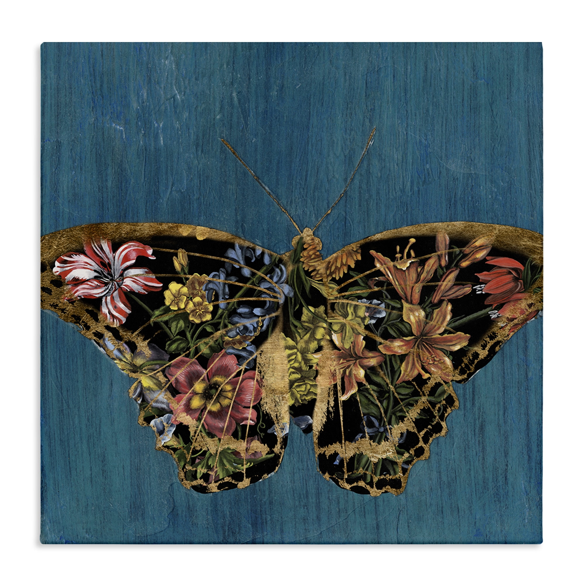 Stupell Industries Lily Pattern Butterfly Animals Painting Wrapped Canvas Art Print Wall Art, 24 x 24