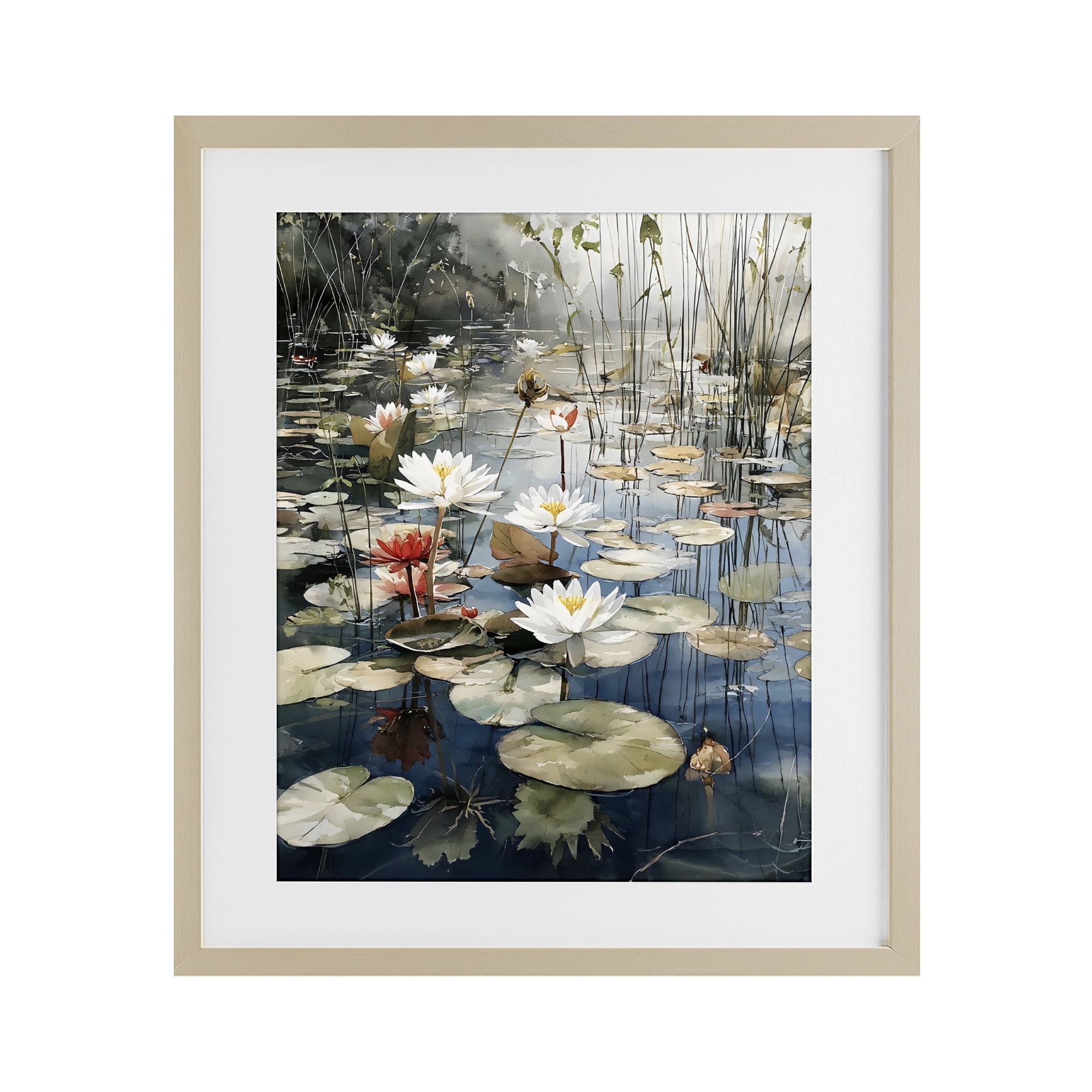 Stupell Industries Lily Wonder Pond Birch Framed Print Under Glass, design by Franklyn Gregory