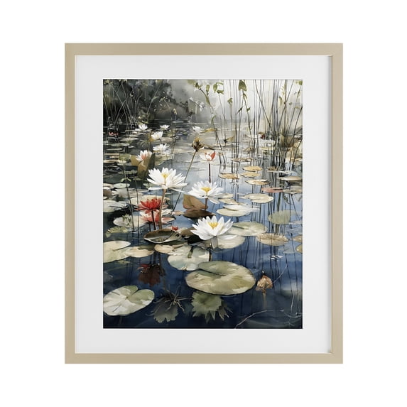 Stupell Industries Cottage Lily Wonder Pond Birch Framed Print Under Glass, 13 x 16, by Franklyn Gregory