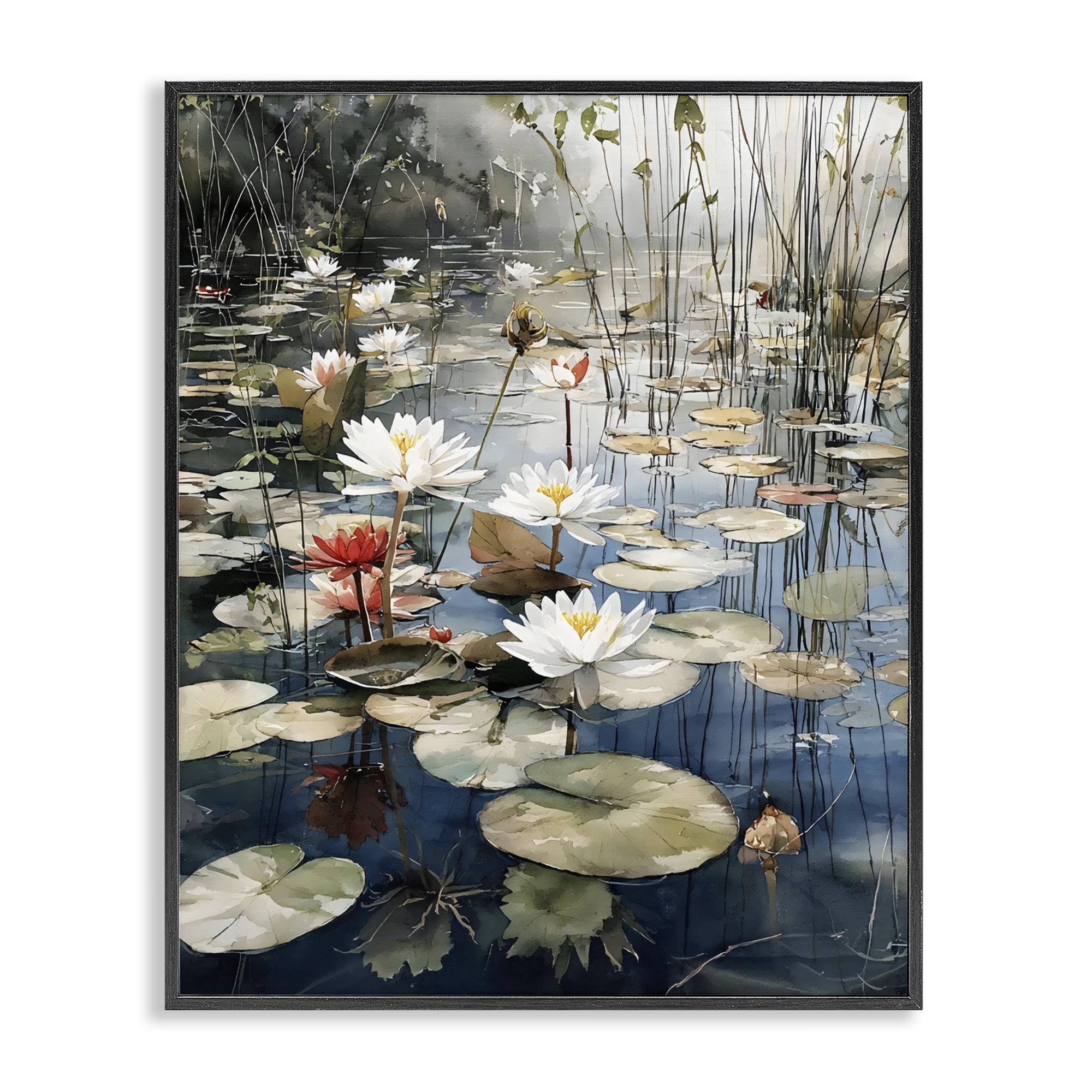 Stupell Industries Lily Wonder Pond Black Framed Giclee Art, design by Franklyn Gregory