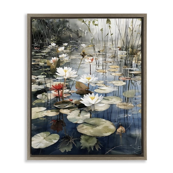 Stupell Industries Cottage Lily Wonder Pond Brown Floating Frame Canvas Art, 17 x 21, by Franklyn Gregory