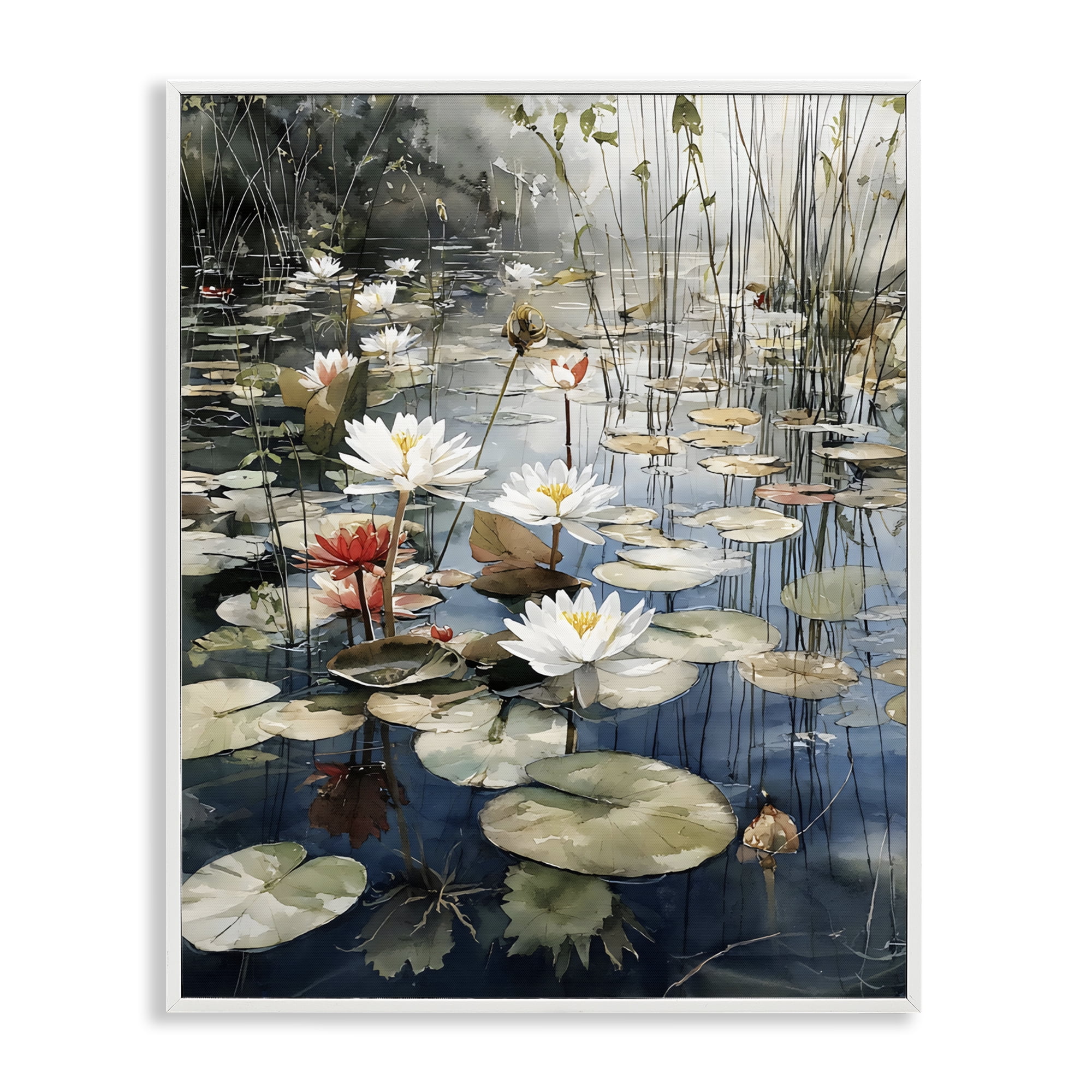 Stupell Industries Lily Wonder Pond White Framed Giclee Art, design by Franklyn Gregory
