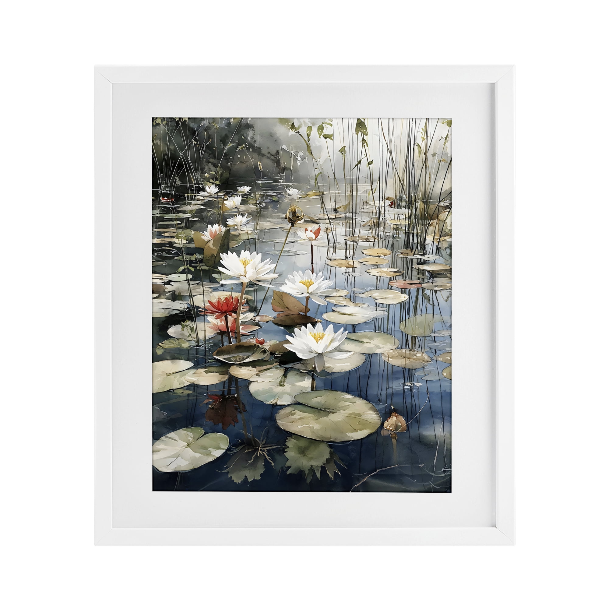 Stupell Industries Lily Wonder Pond White Framed Print Under Glass, design by Franklyn Gregory