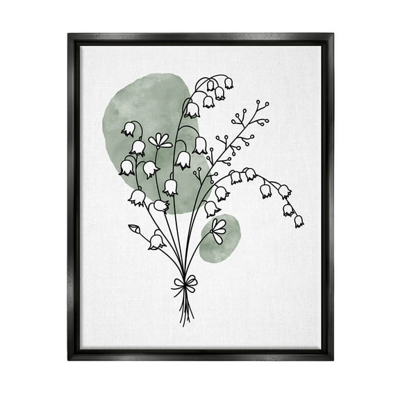 Stupell Industries Lily of the Valley Bundle Graphic Art Jet Black Floating Framed Canvas Print Wall Art, Design by JJ Design House LLC