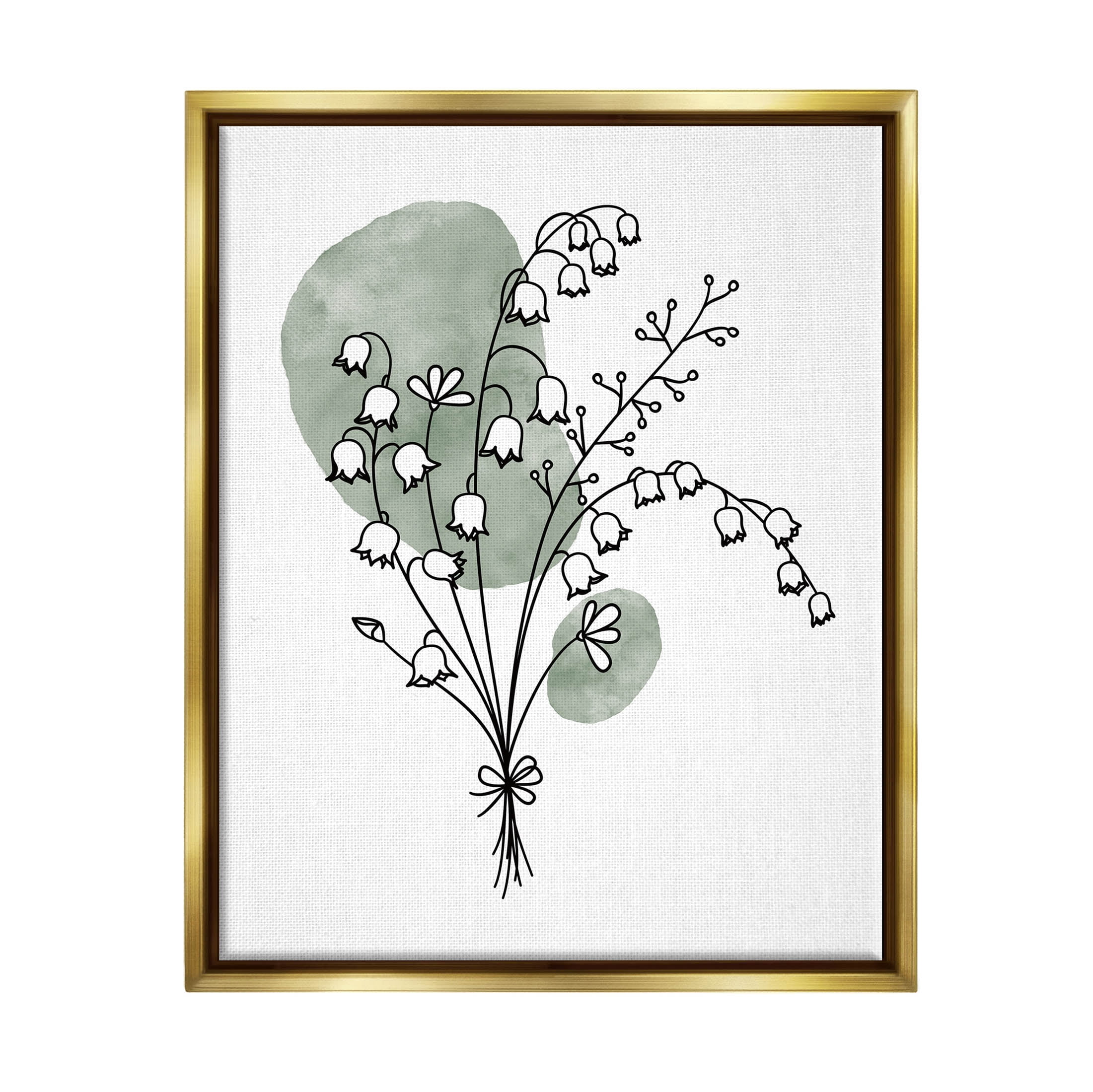 Stupell Industries Lily of the Valley Bundle Graphic Art Metallic Gold Floating Framed Canvas Print Wall Art, Design by JJ Design House LLC