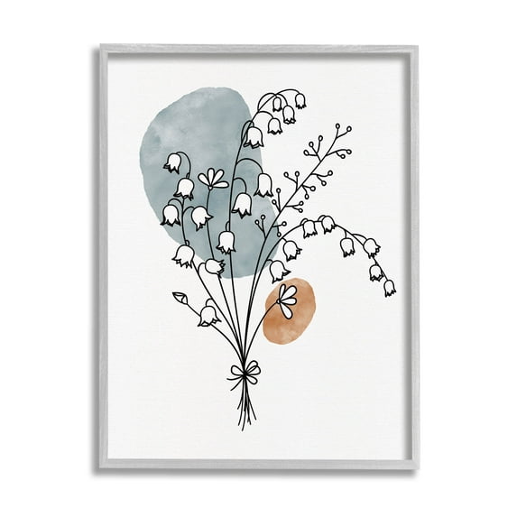 Stupell Industries Lily of the Valley Wildflower Graphic Art Gray Framed Art Print Wall Art, Design by JJ Design House LLC