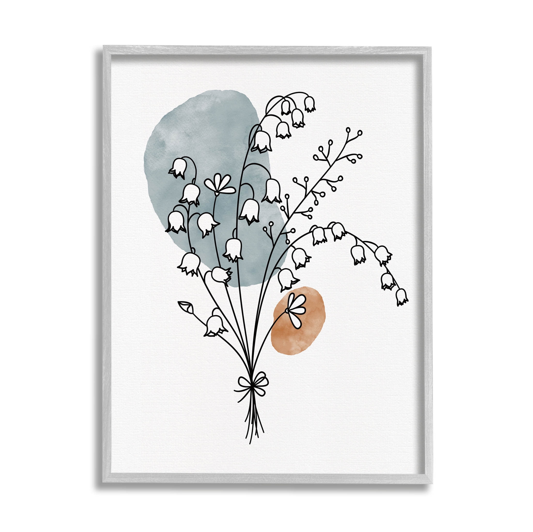 Lily of the Valley Wildflower Gray Framed Canvas Print