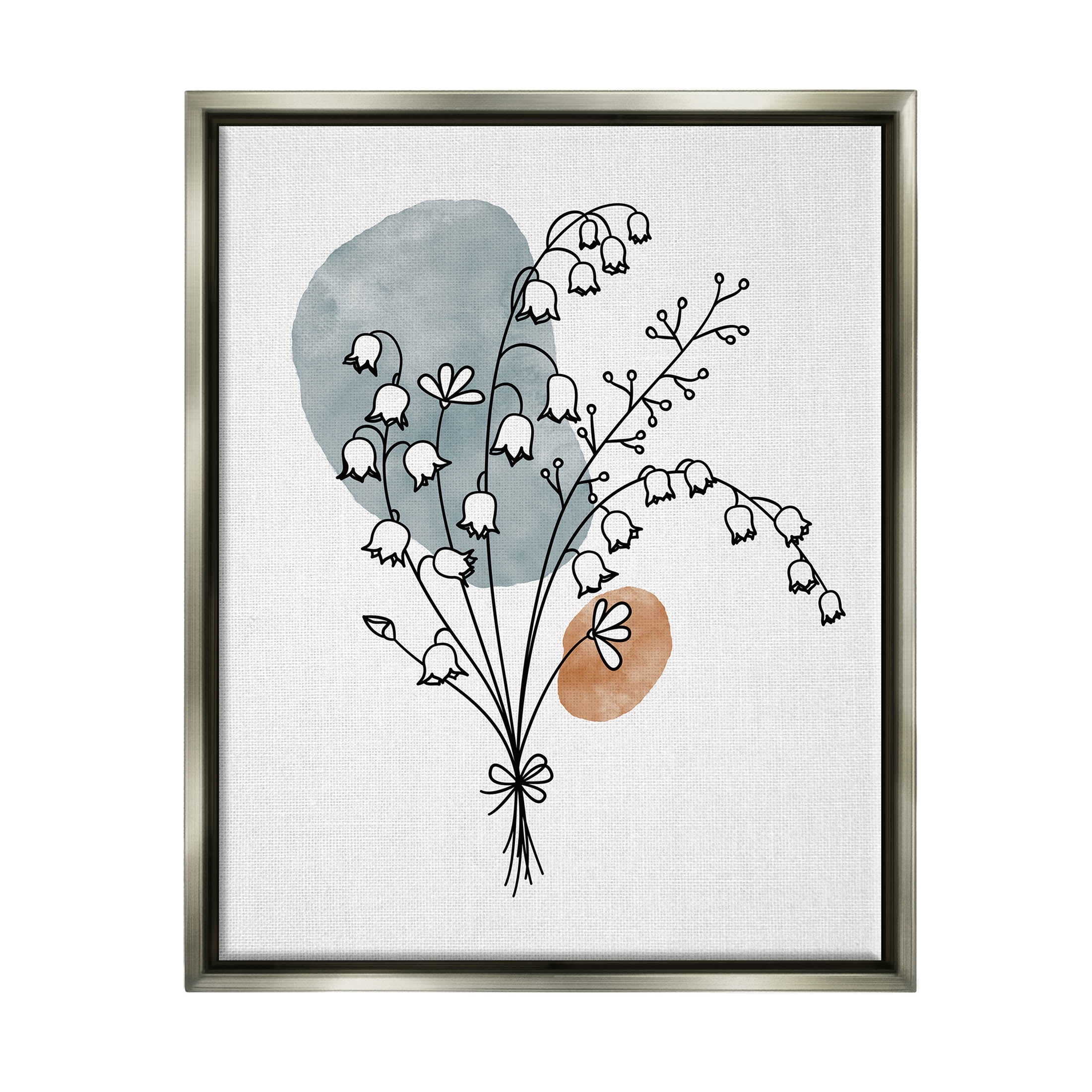 Stupell Industries Lily of the Valley Wildflower Graphic Art Luster Gray Floating Framed Canvas Print Wall Art, Design by JJ Design House LLC