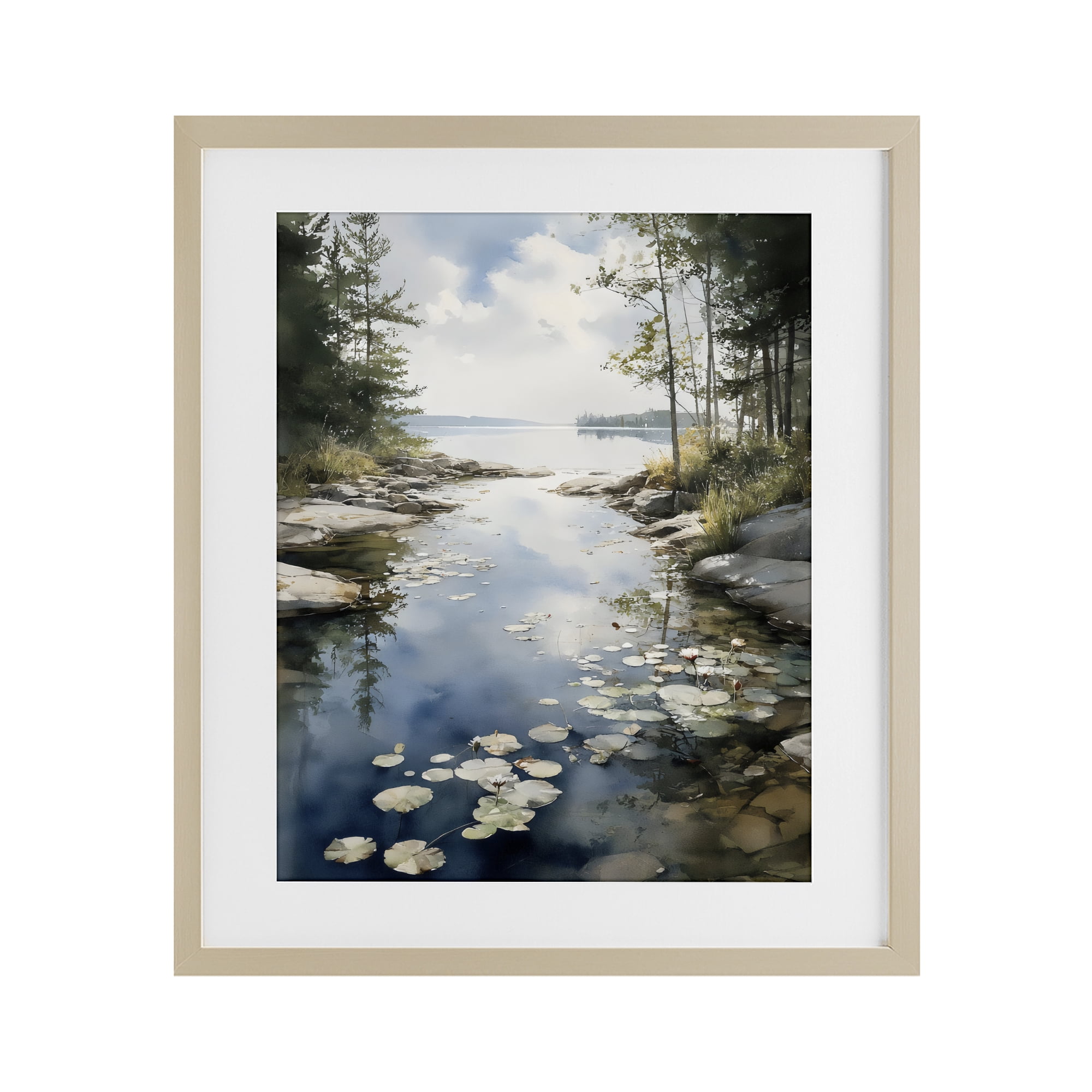 Stupell Industries Lilypad Inlet Reflection Birch Framed Print Under Glass, design by Franklyn Gregory