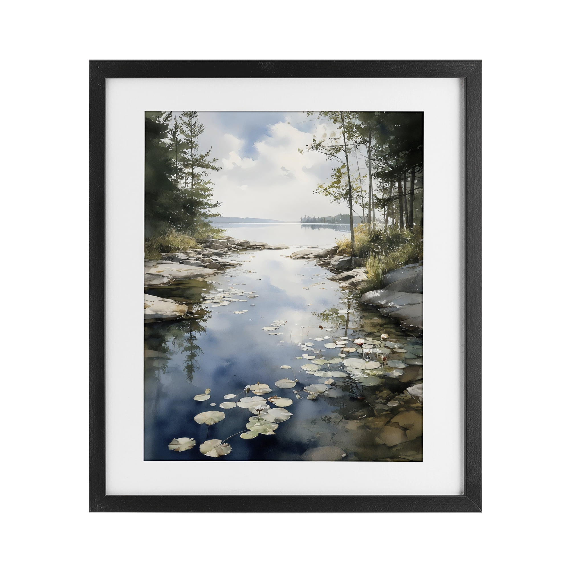 Stupell Industries Lilypad Inlet Reflection Black Framed Print Under Glass, design by Franklyn Gregory