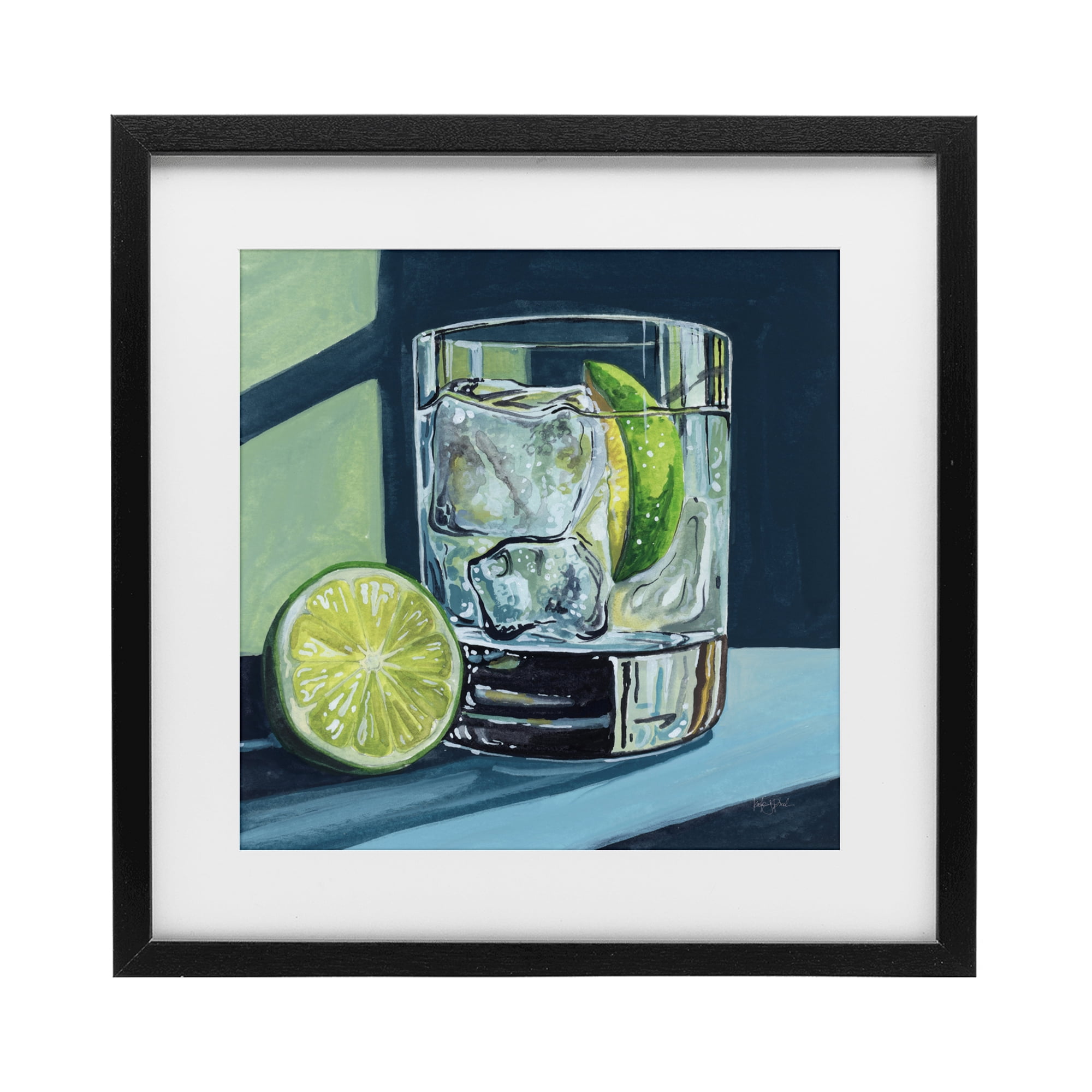 Stupell Industries Lime & Gin Tonic Cocktail Black Framed Print Under Glass, design by Kate Jarvik Birch