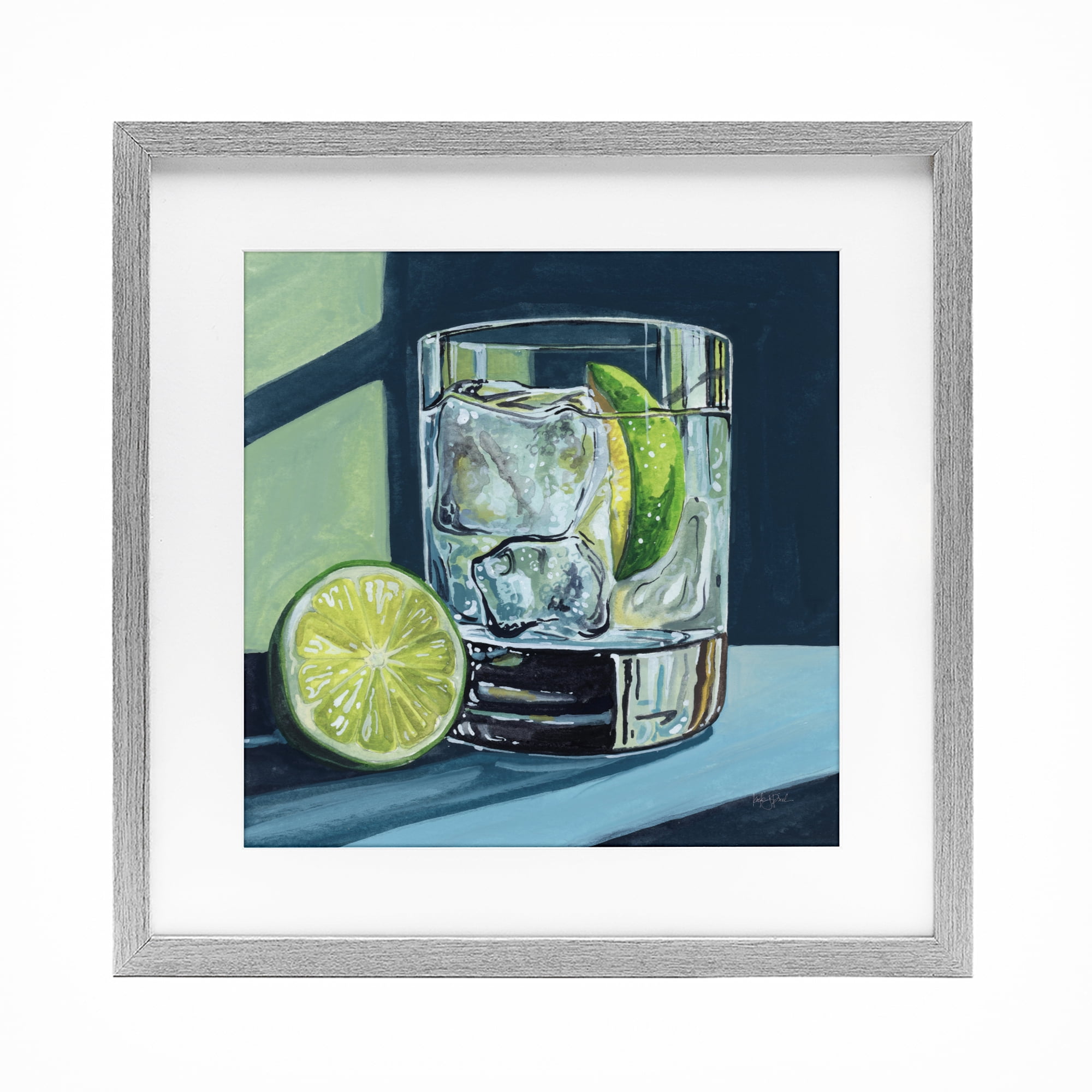 Stupell Industries Lime & Gin Tonic Cocktail Gray Framed Print Under Glass, design by Kate Jarvik Birch