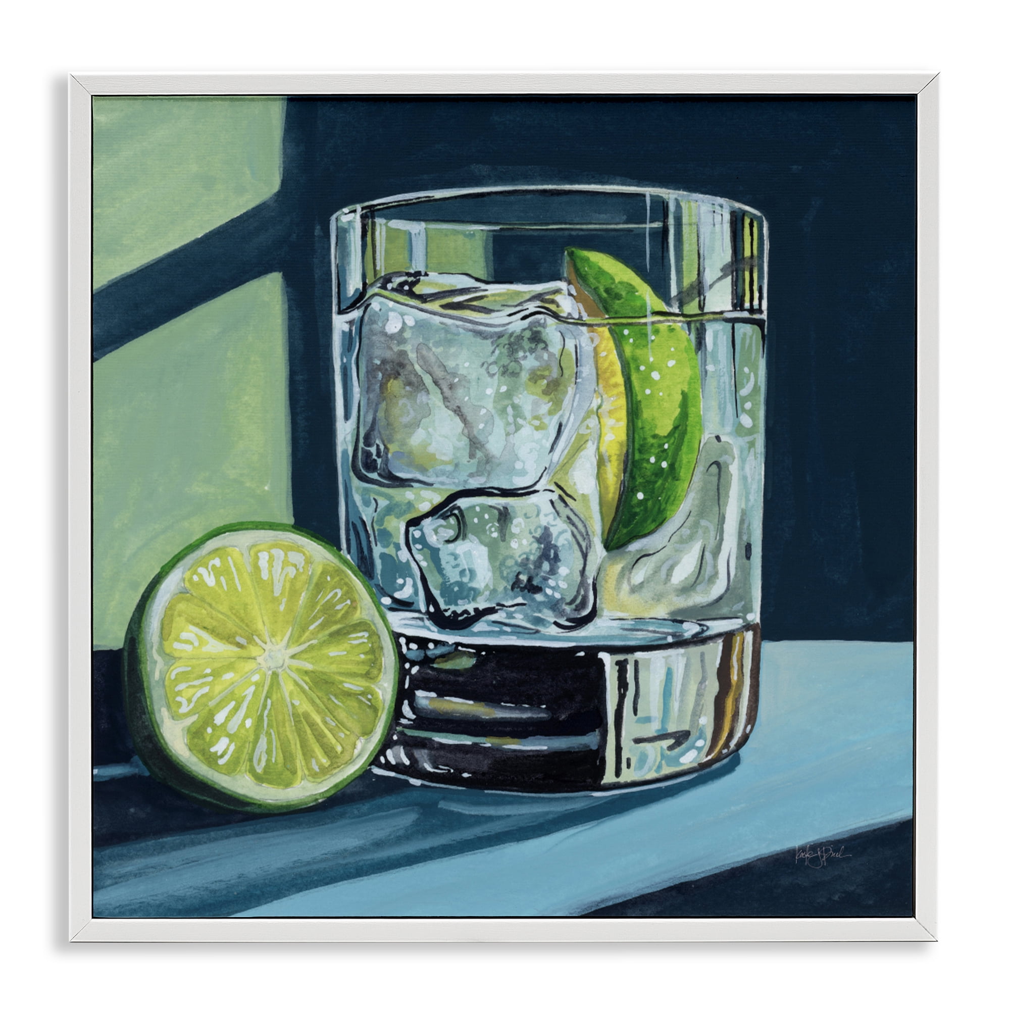 Stupell Industries Lime & Gin Tonic Cocktail White Framed Giclee Art, design by Kate Jarvik Birch
