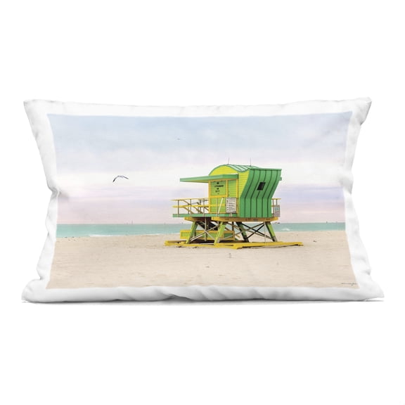 Stupell Industries Lime Green Lifeguard Hut Design by Seven Trees Design Throw Pillow