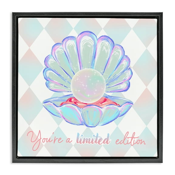 Stupell Industries Limited Edition Pearl Typography Painting Black Floater Framed Canvas Art Print Wall Art, 18 x 18