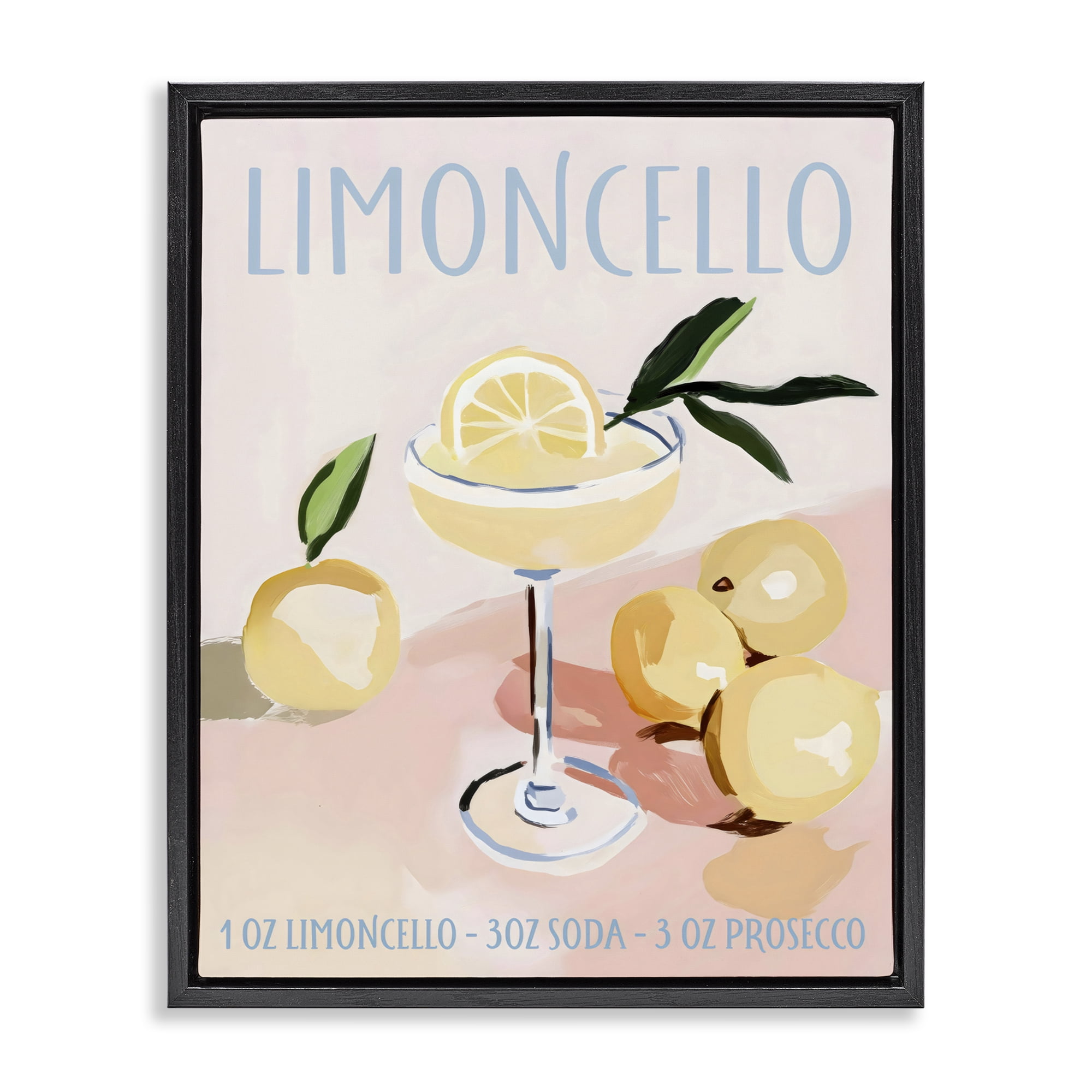 Stupell Industries Limoncello Summer Cocktail Black Framed Floater Canvas Wall Art, design by Sisi and Seb