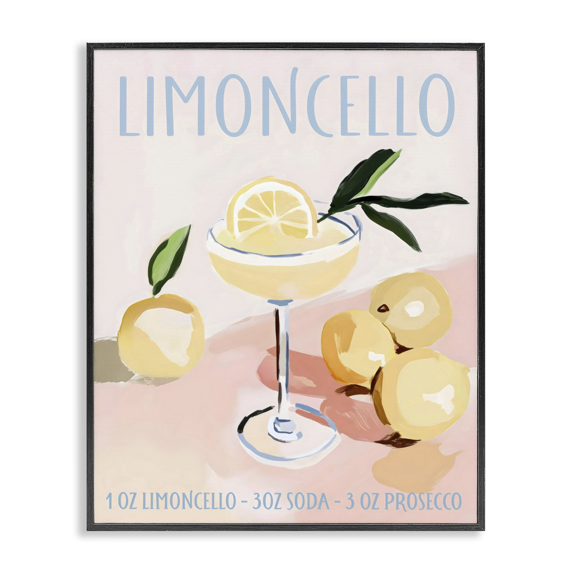 Stupell Industries Limoncello Summer Cocktail Black Framed Giclee Art, design by Sisi and Seb