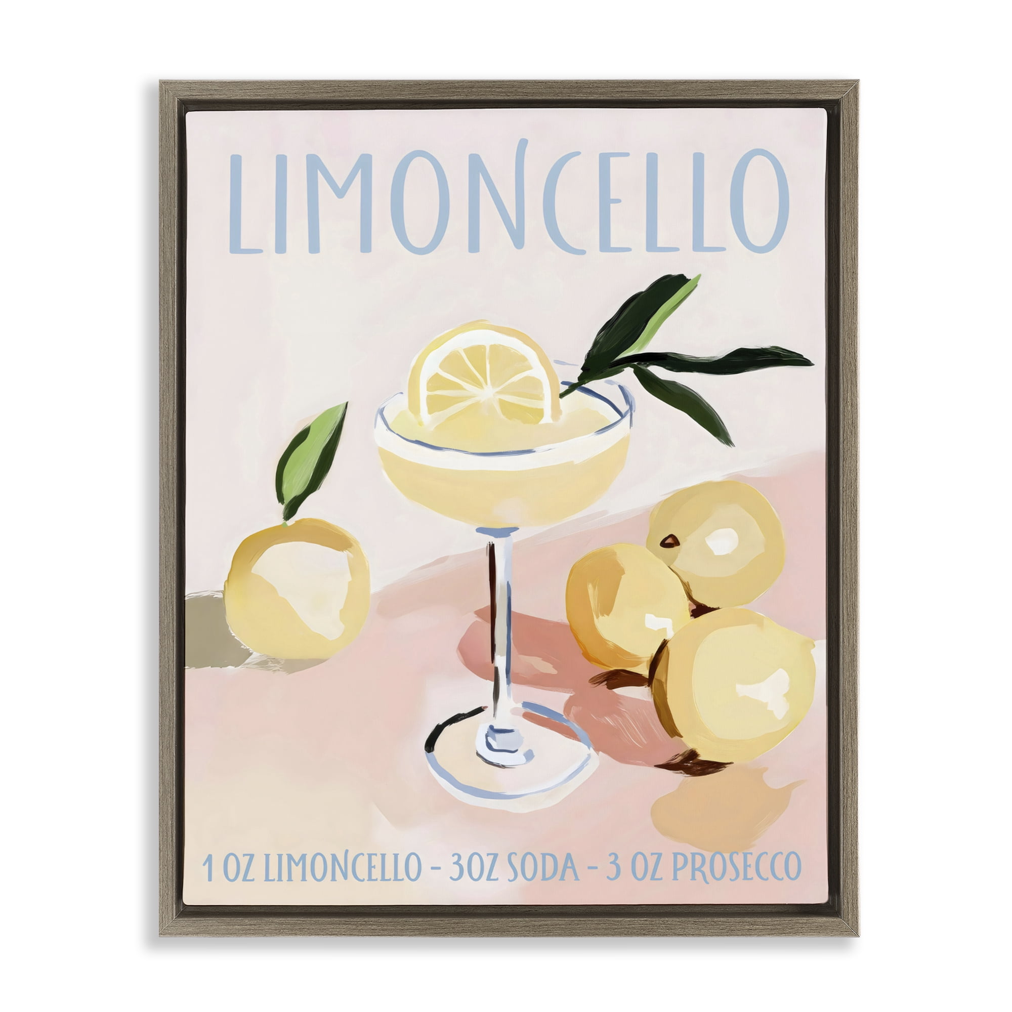 Stupell Industries Limoncello Summer Cocktail Brown Framed Floater Canvas Wall Art, design by Sisi and Seb