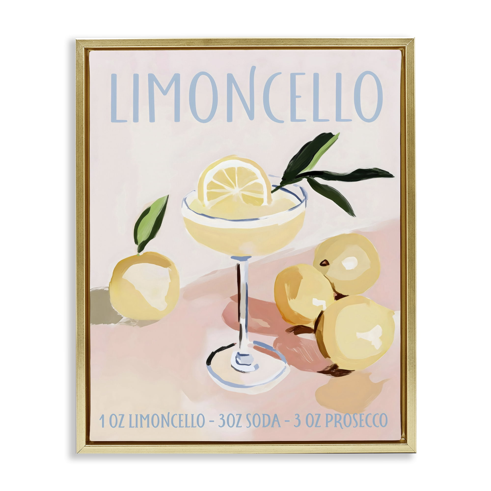 Stupell Industries Limoncello Summer Cocktail Gold Framed Floater Canvas Wall Art, design by Sisi and Seb