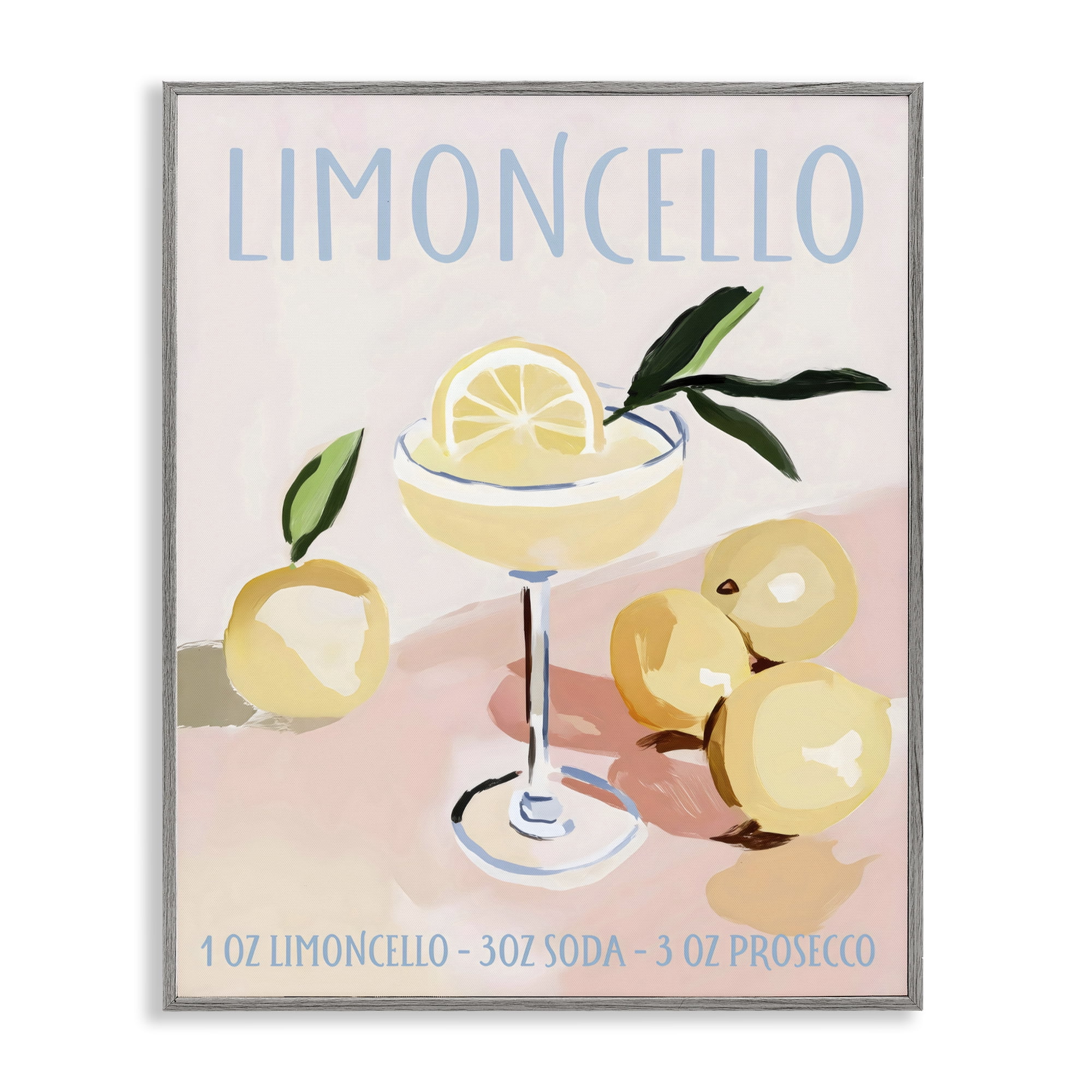 Stupell Industries Limoncello Summer Cocktail Gray Framed Giclee Art, design by Sisi and Seb