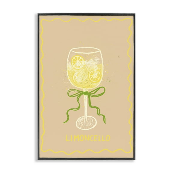 Stupell Industries Limoncello with Ribbon Food & Beverage Painting Black Framed Art Print Wall Art, 12 x 18