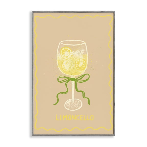Stupell Industries Limoncello with Ribbon Food & Beverage Painting Gray Framed Art Print Wall Art, 12 x 18