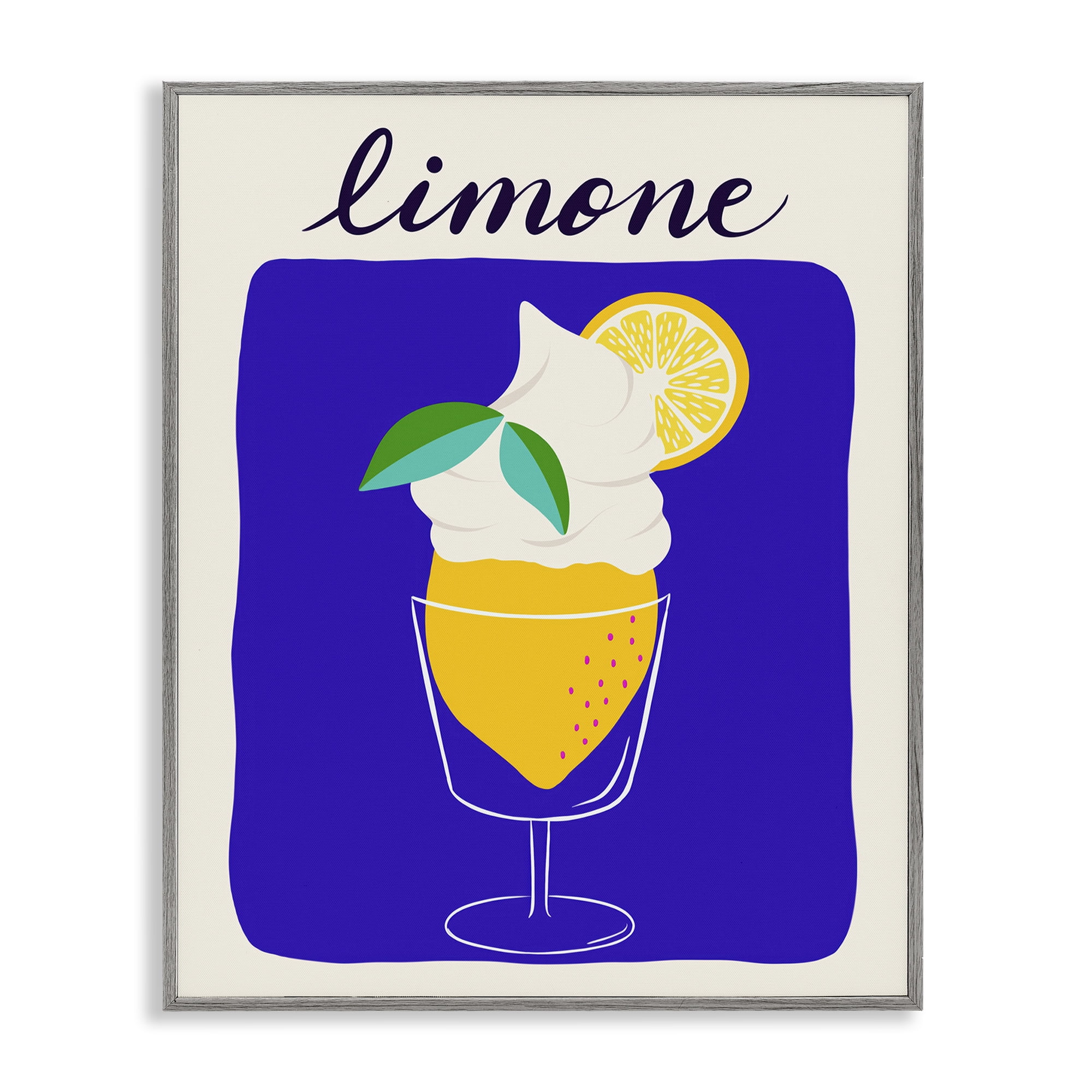 Stupell Industries Limone Citrus Dessert Food & Beverage Painting Gray Framed Art Print Wall Art, 24 x 30