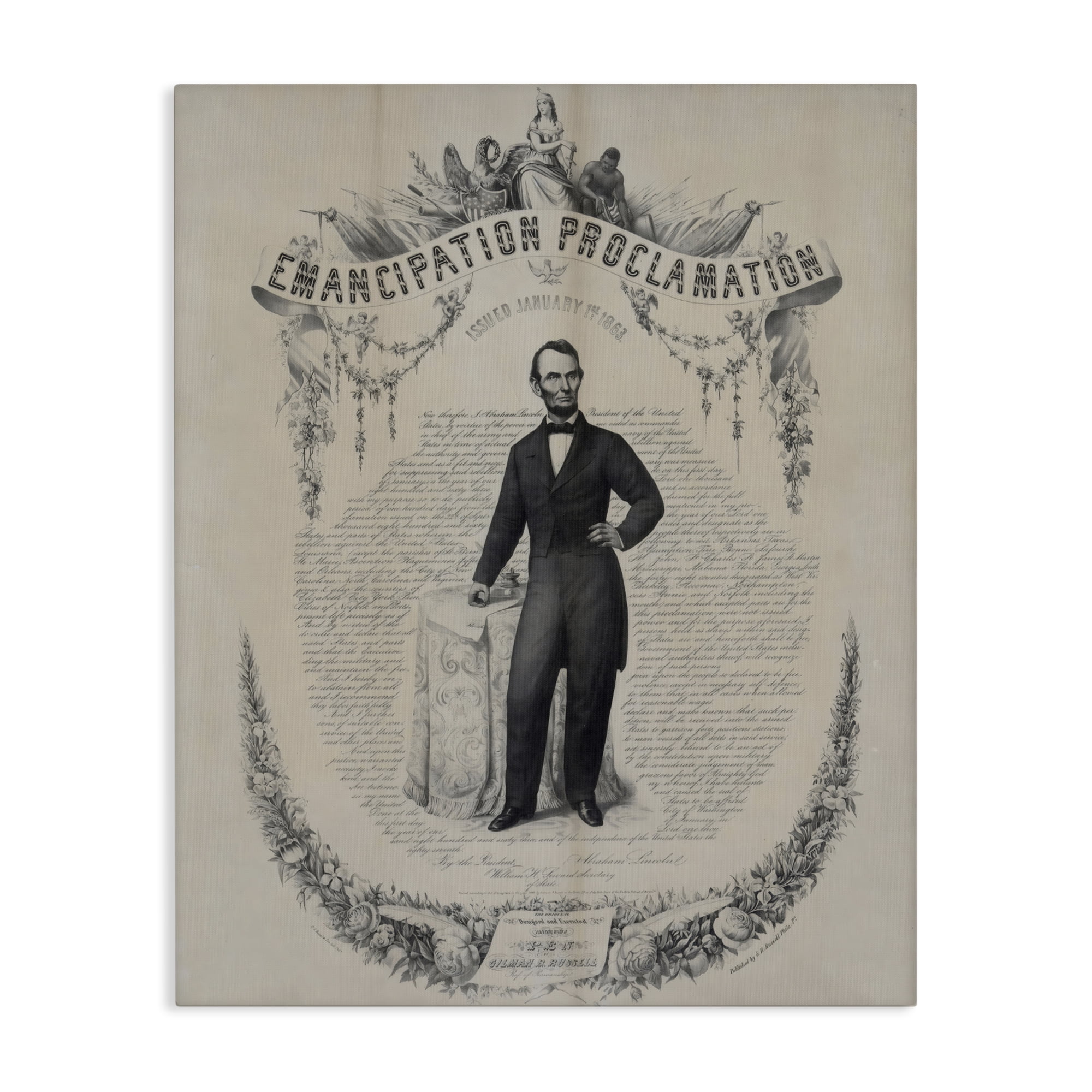 Stupell Industries Lincoln with Emancipation Proclamation Canvas Wall Art, design by Arlington Prints