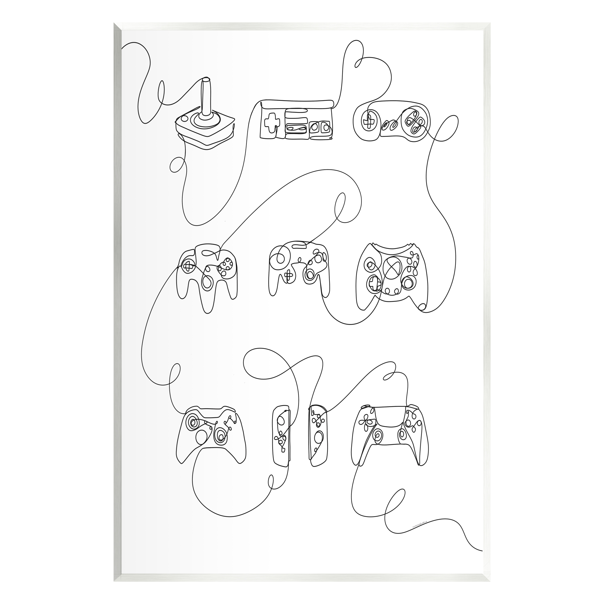 Stupell Industries Line Doodle Gaming Controllers Abstract Painting Unframed Art Print Wall Art, 10 x 15