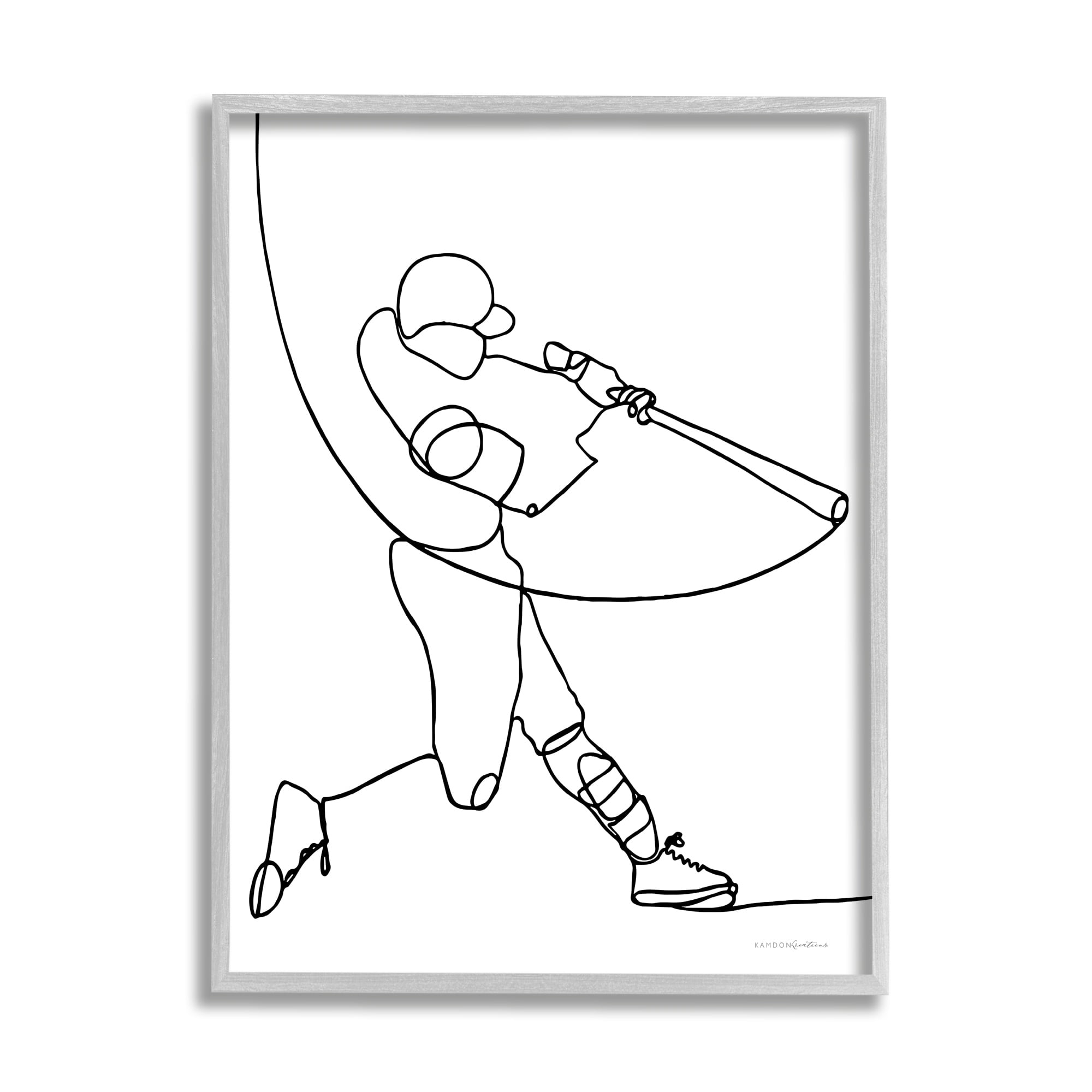 Stupell Industries Line Doodle Playing Baseball Minimal Design, 16 x 20, Design by Kamdon Kreations